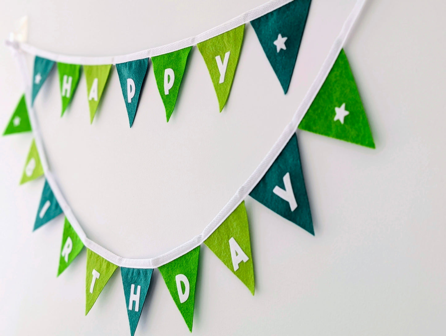 Felt Happy Birthday Bunting in Forest Greens - Smaller Size, Two Tiers