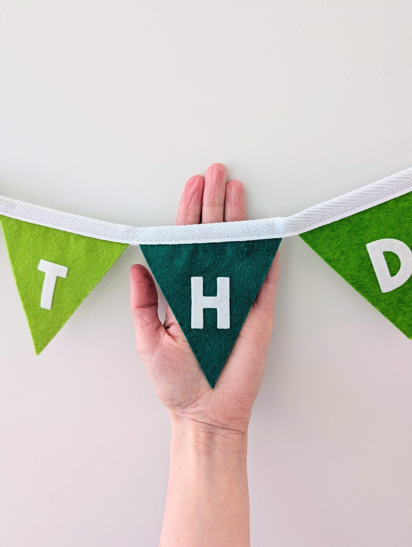 Felt Happy Birthday Bunting in Forest Greens - Smaller Size, Two Tiers