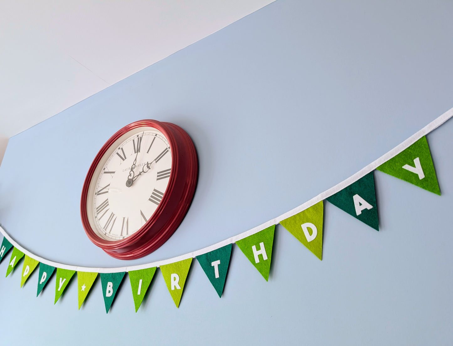 Felt Happy Birthday Bunting in Forest Greens - Smaller Size, Single Tier