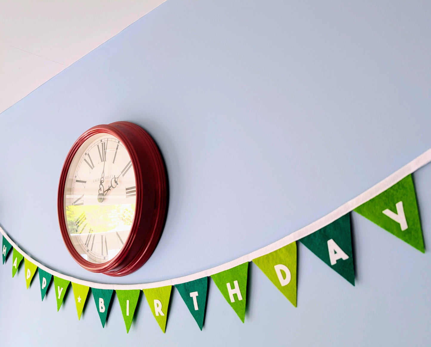 Felt Happy Birthday Bunting in Forest Greens - Smaller Size, Single Tier