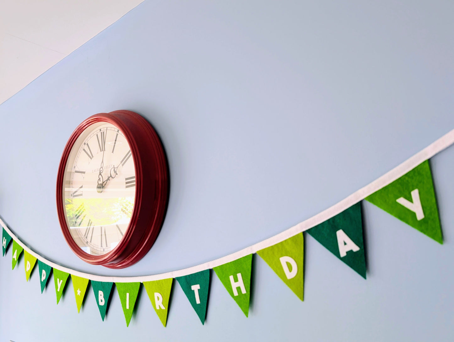 Felt Happy Birthday Bunting in Forest Greens - Smaller Size, Single Tier