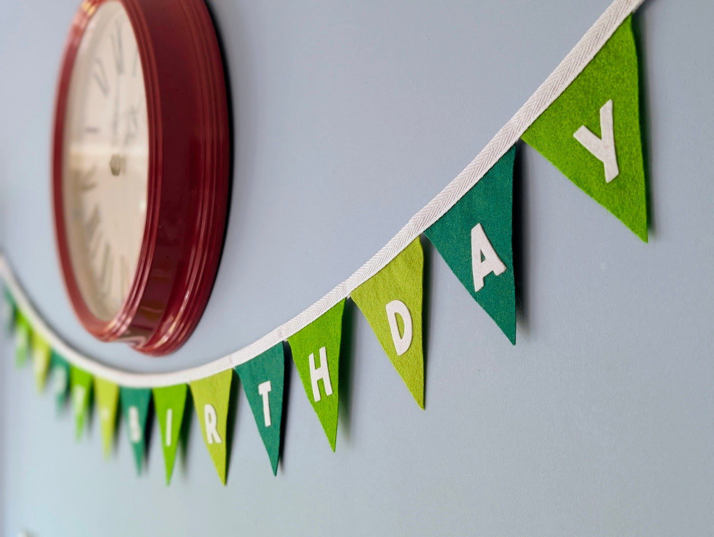 Felt Happy Birthday Bunting in Forest Greens - Smaller Size, Single Tier