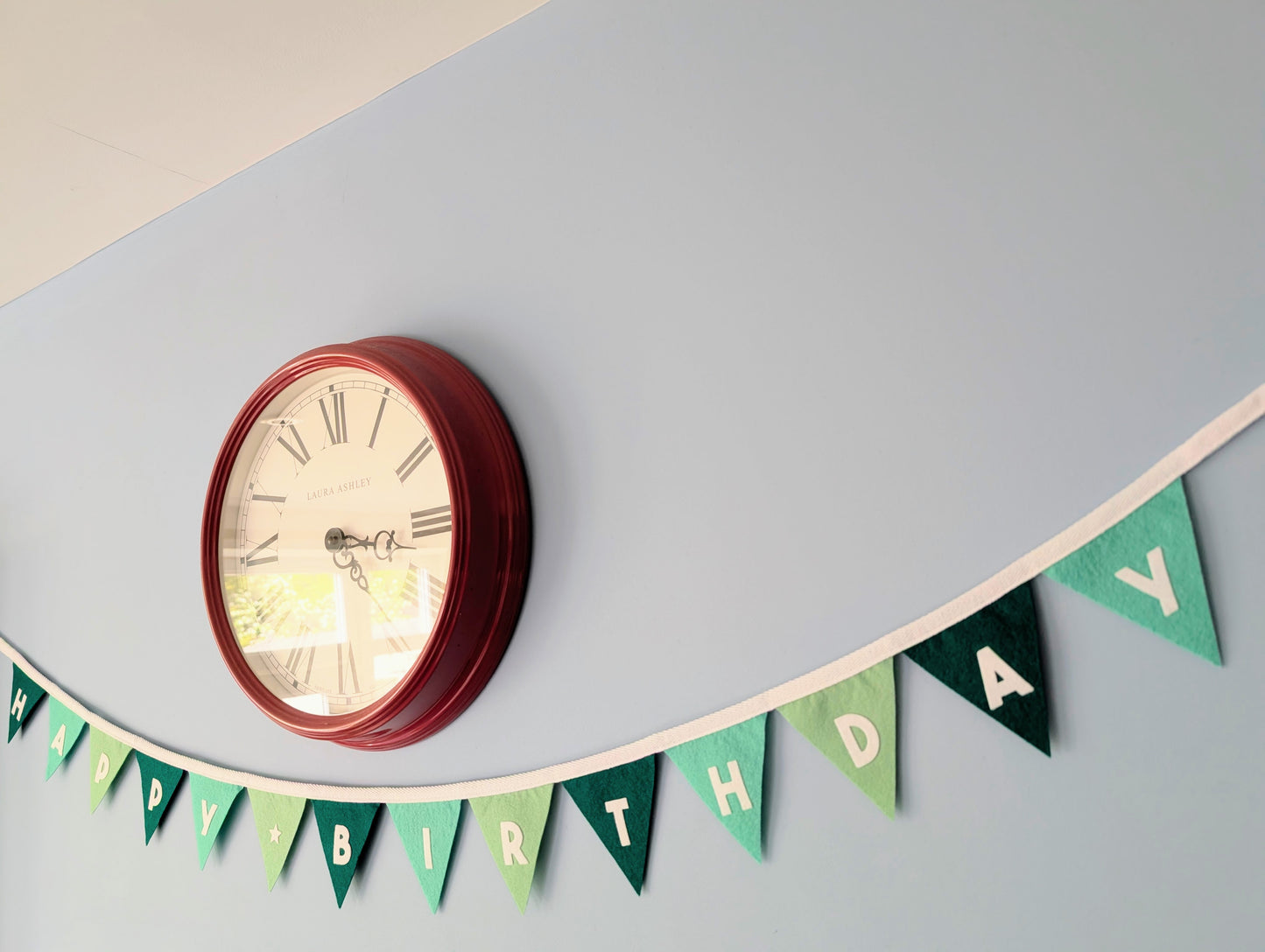 Felt Happy Birthday Bunting in Sea Greens - Smaller Size, Single Tier