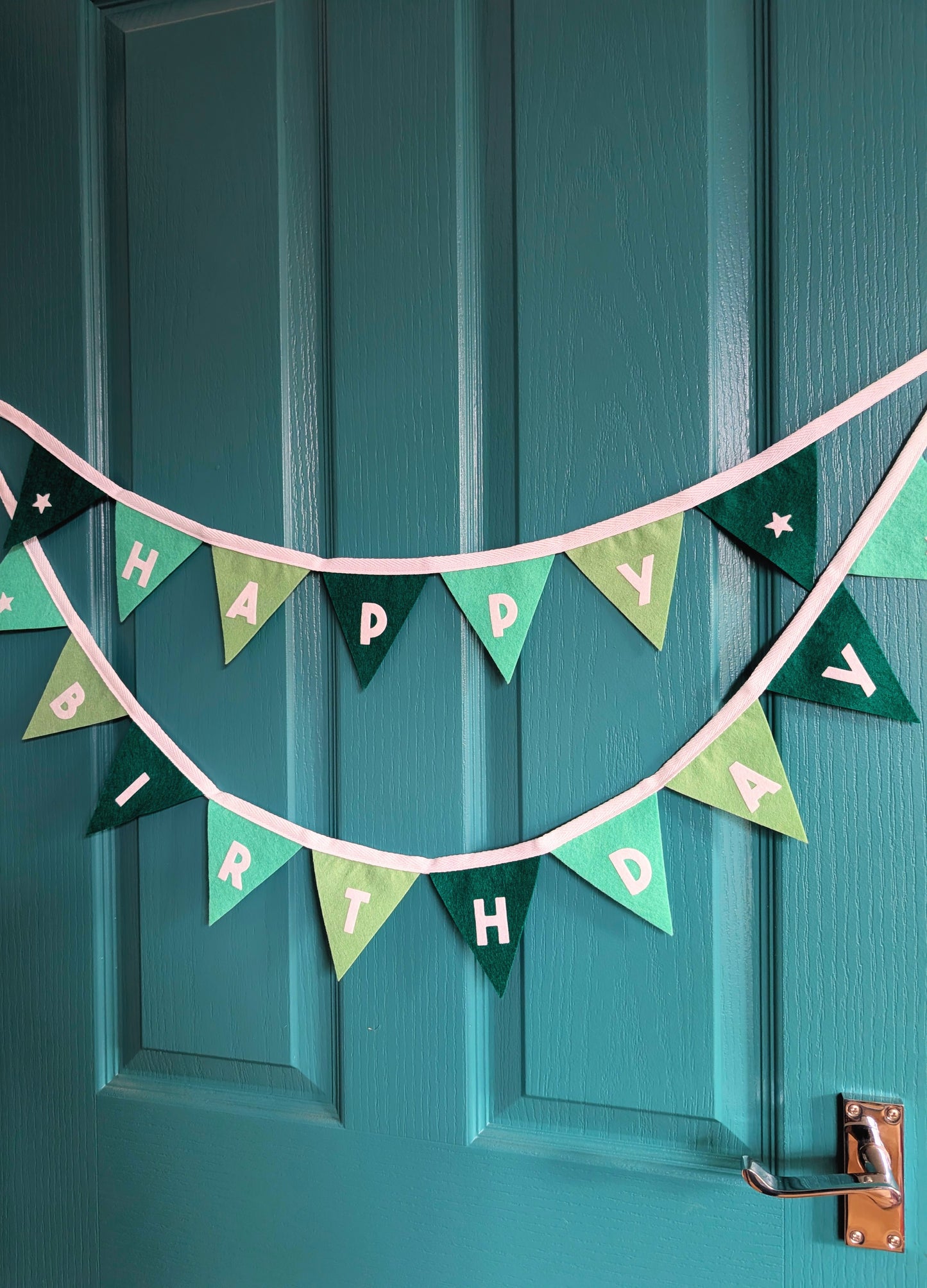 Felt Happy Birthday Bunting in Sea Greens - Smaller Size, Two Tiers