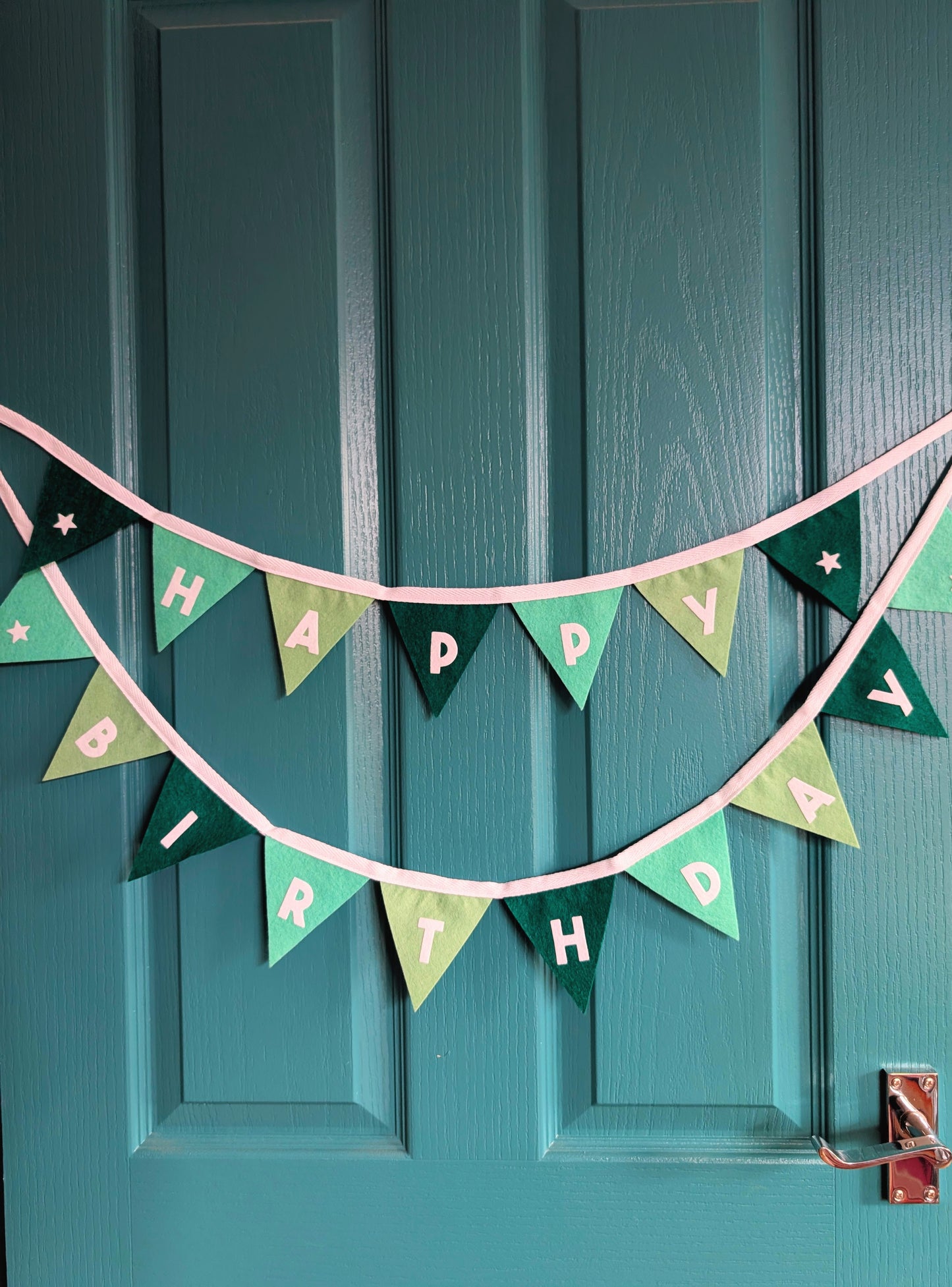 Felt Happy Birthday Bunting in Sea Greens - Smaller Size, Two Tiers
