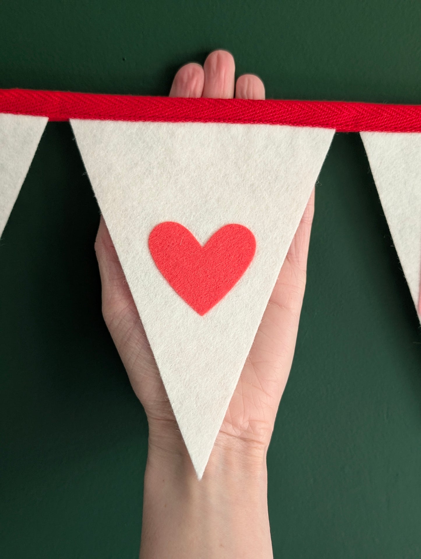 Just Married Felt Bunting - Wedding Banner in Pinks, Red and Ivory
