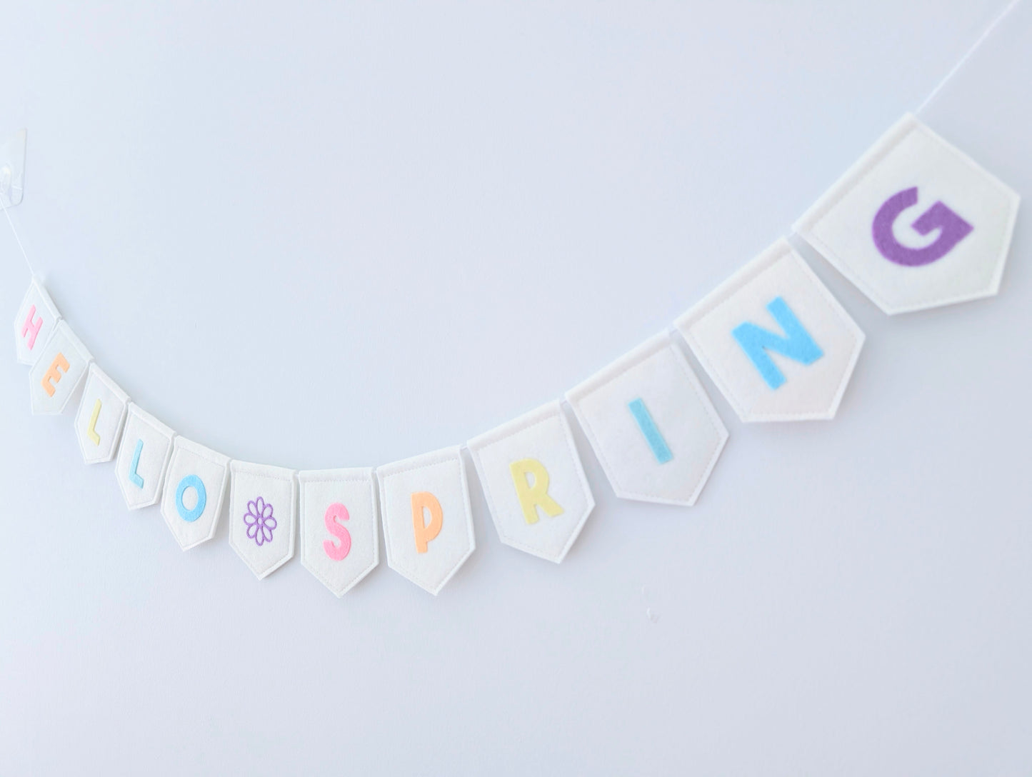 Felt 'Hello Spring' bunting: Handmade Pastel Banner