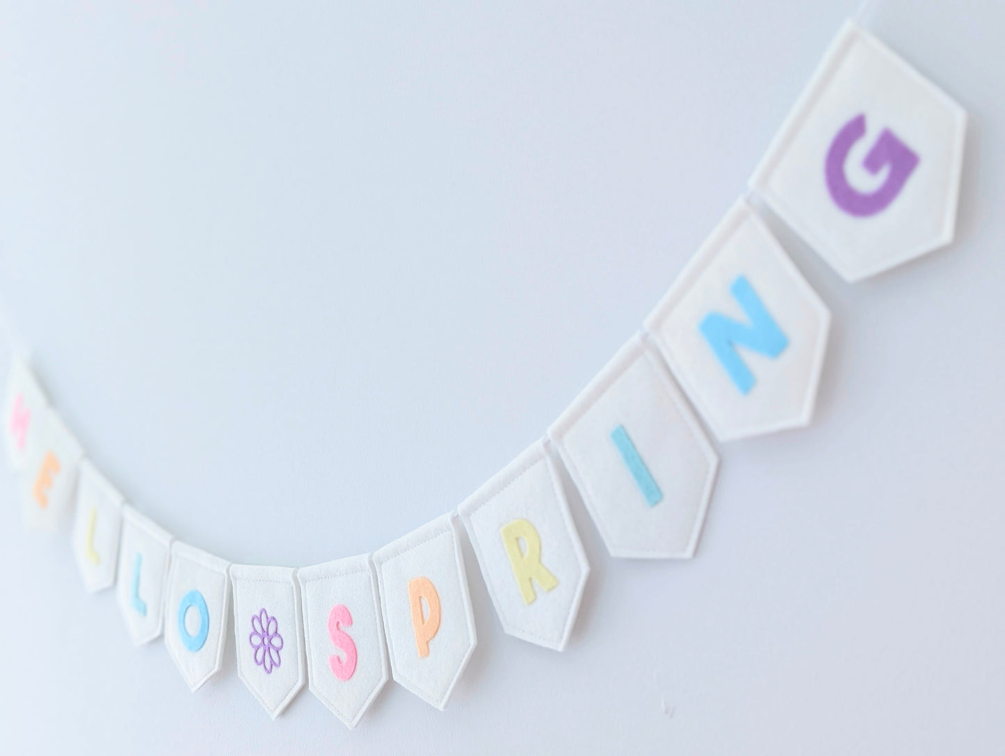 Felt 'Hello Spring' bunting: Handmade Pastel Banner