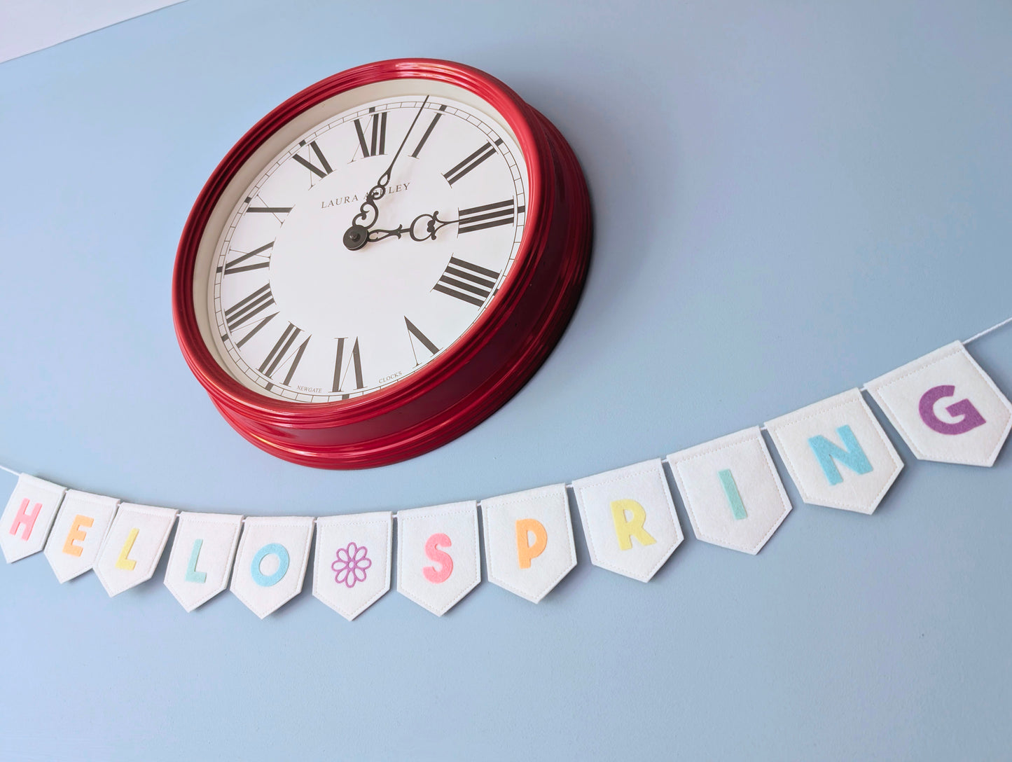 Felt 'Hello Spring' bunting: Handmade Pastel Banner
