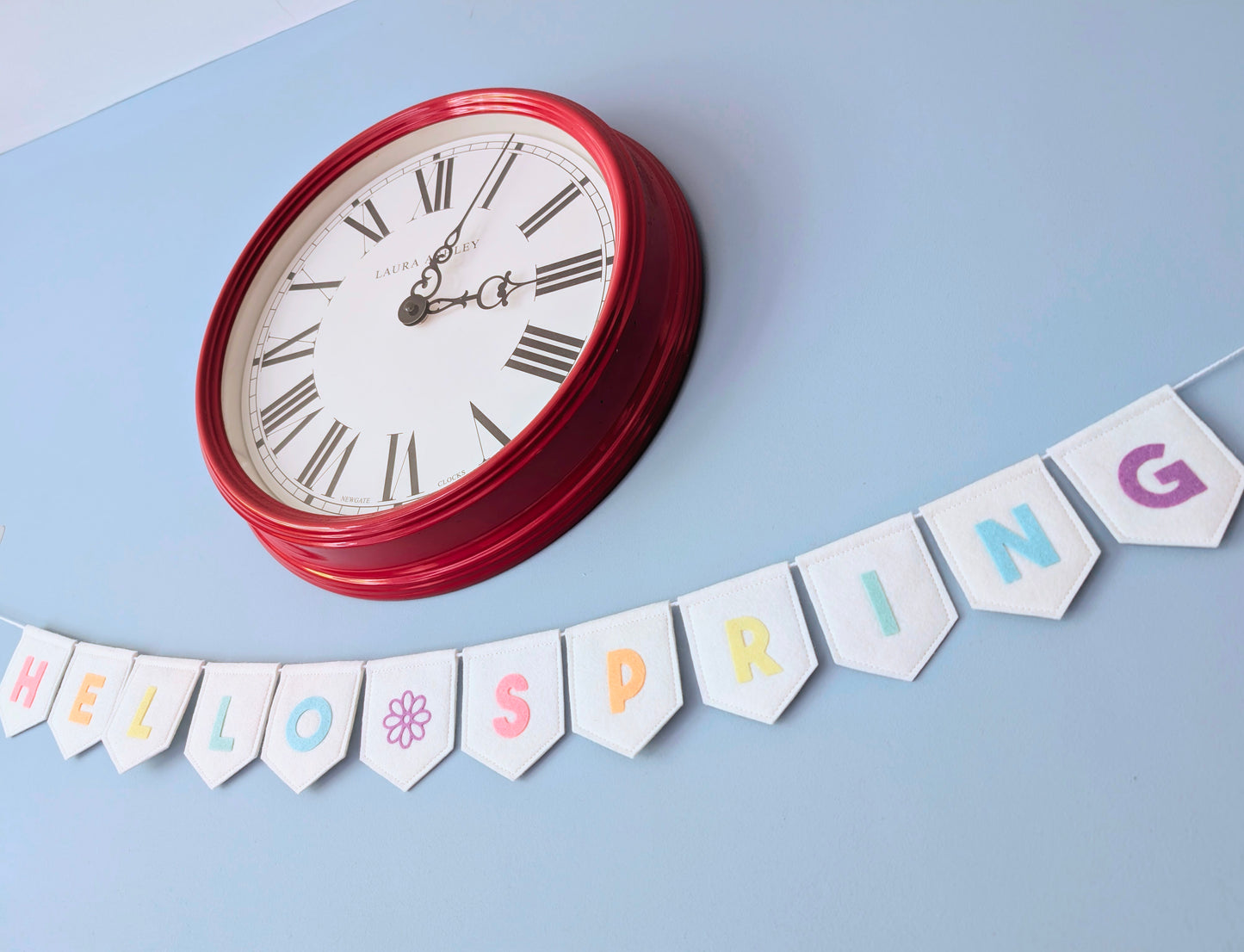 Felt 'Hello Spring' bunting: Handmade Pastel Banner