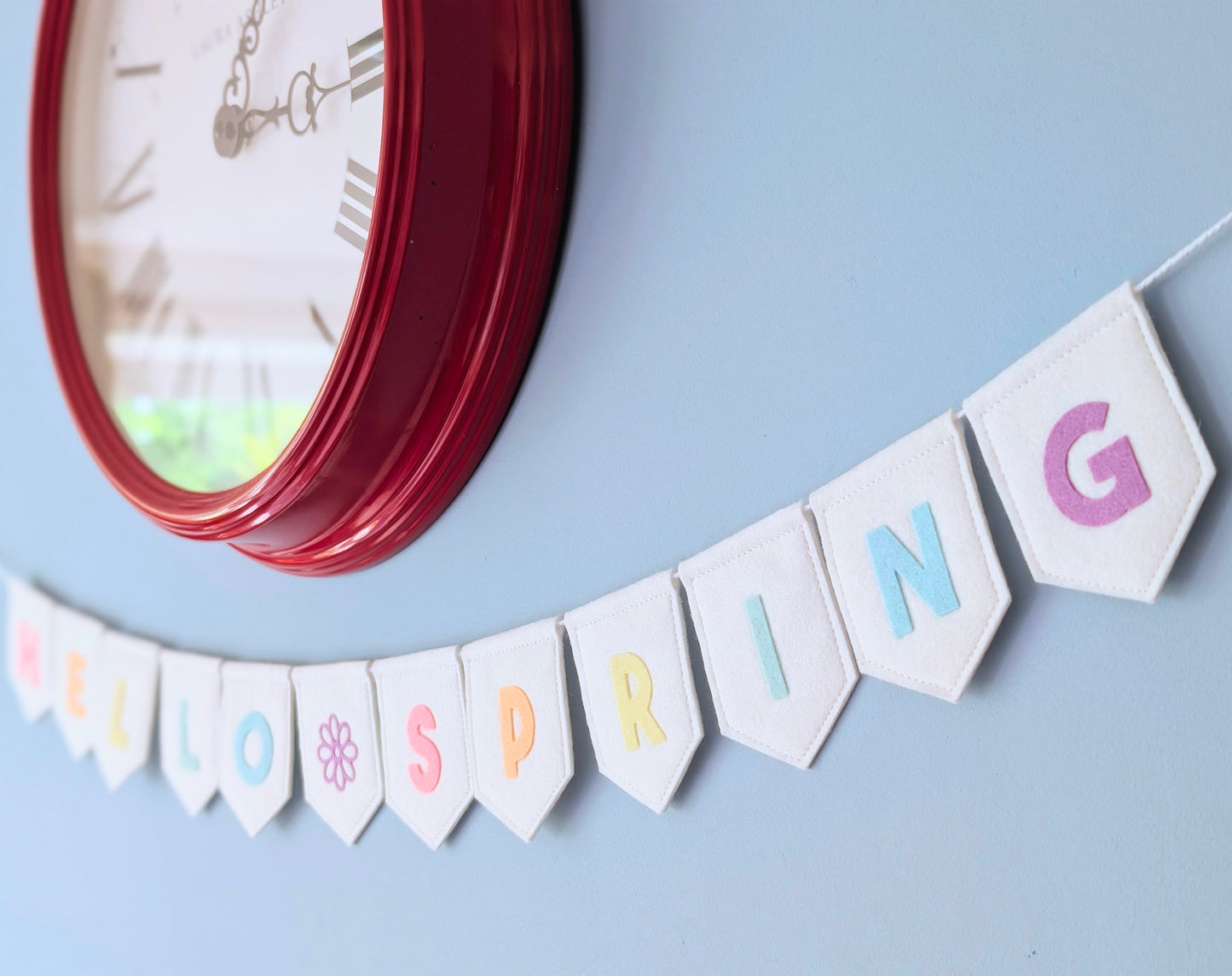Felt 'Hello Spring' bunting: Handmade Pastel Banner