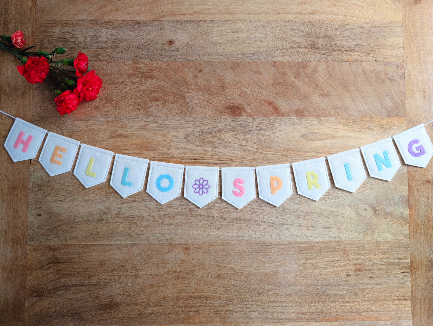 Felt 'Hello Spring' bunting: Handmade Pastel Banner