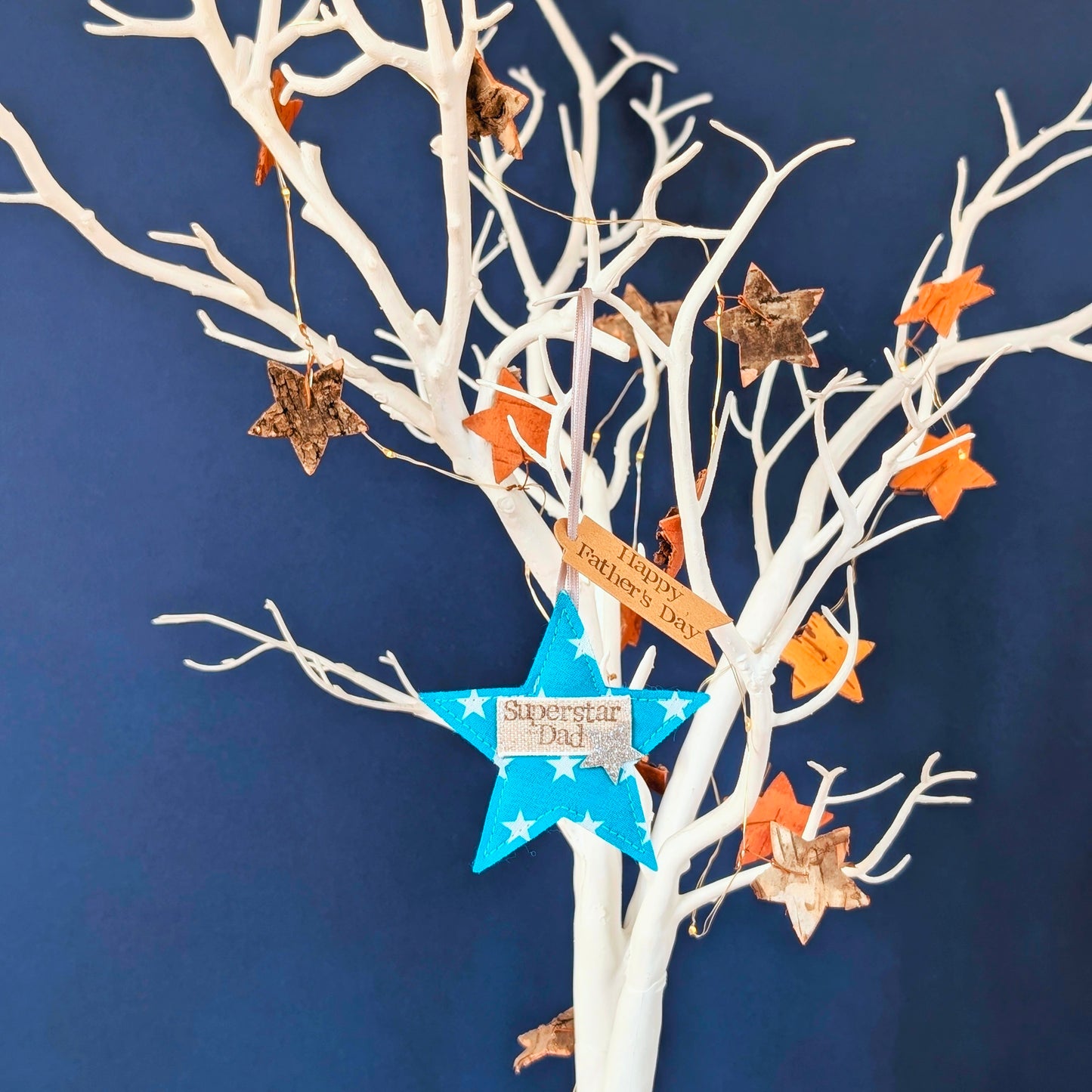 'Superstar Dad' hanging star decoration with recycled plantable wildflower seed backing card