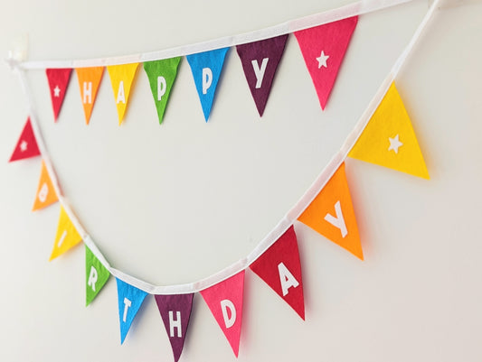 Felt Rainbow Happy Birthday Bunting - Two Tiers