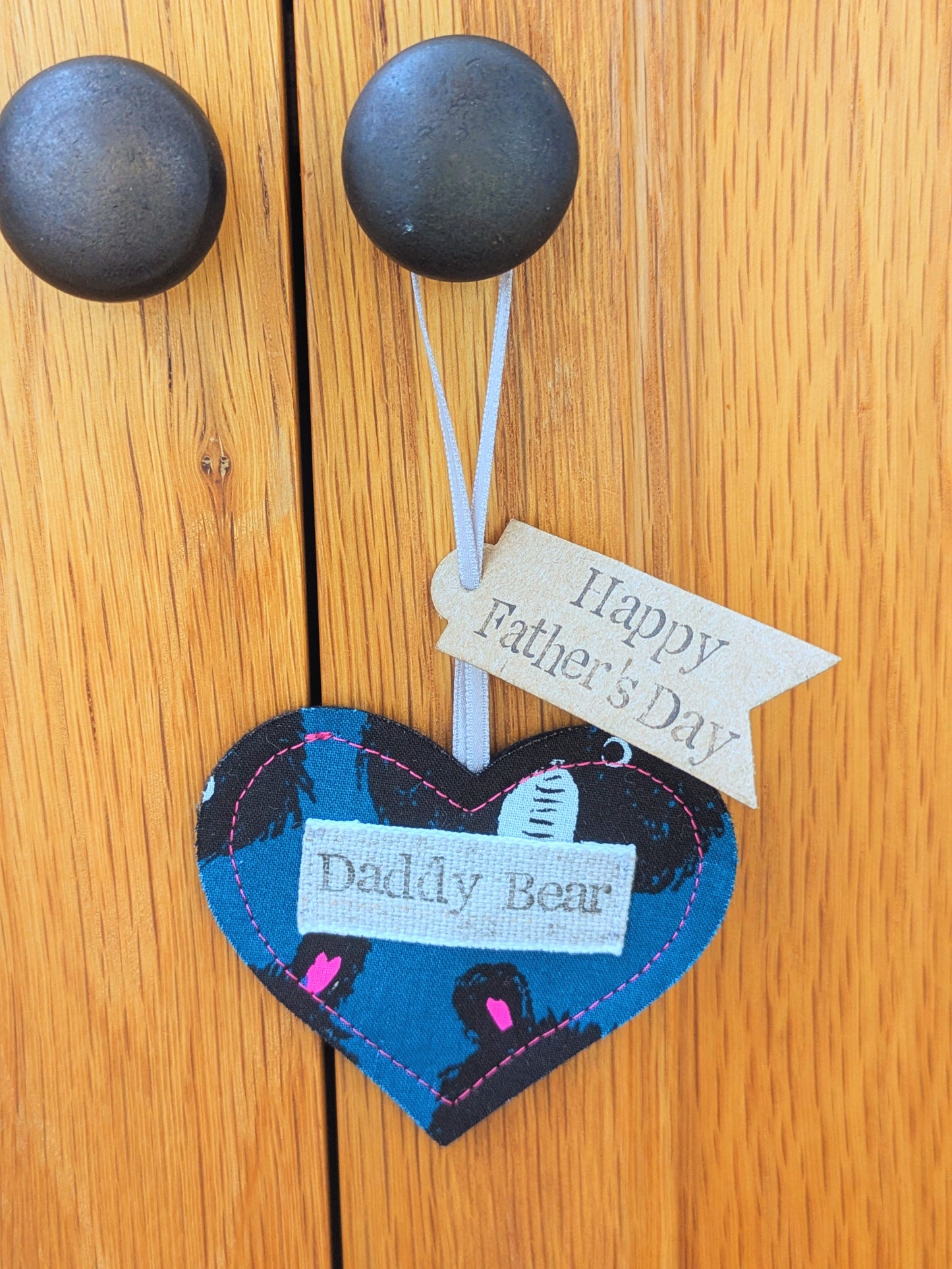 Daddy Bear Hanging Heart Decoration with Plantable Wildflower Seed Backing Card