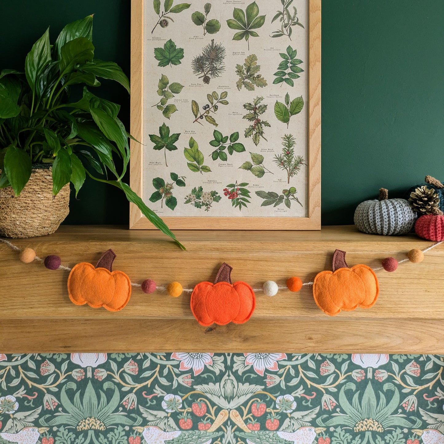 Felt Pumpkin and Felt Ball Garland - Oranges and Yellows