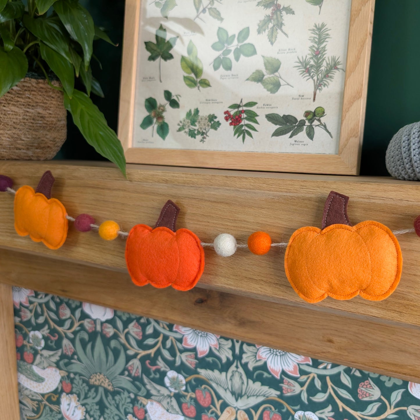 Felt Pumpkin and Felt Ball Garland - Oranges and Yellows