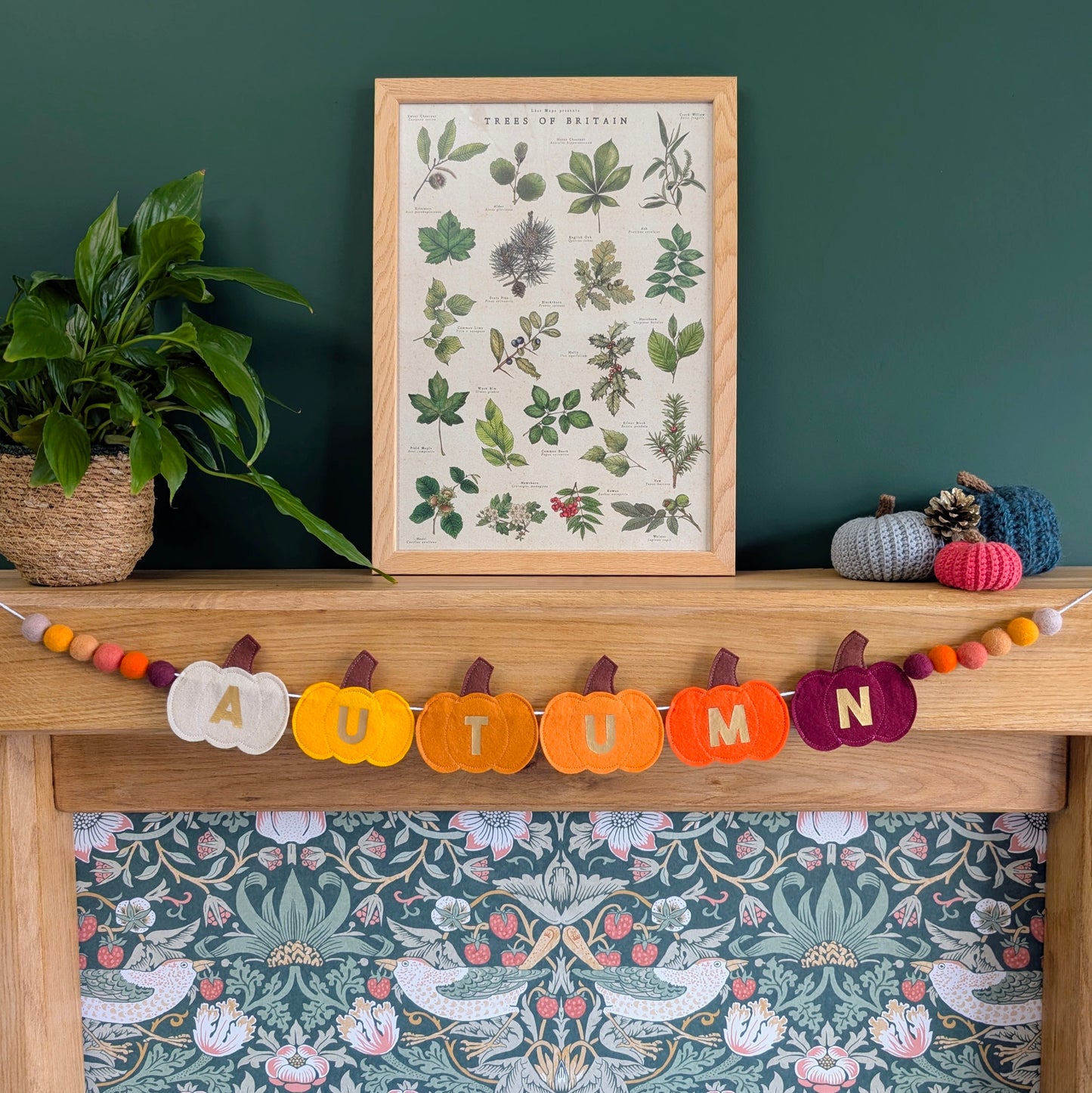 Felt 'Autumn' Pumpkin and Felt Ball Garland