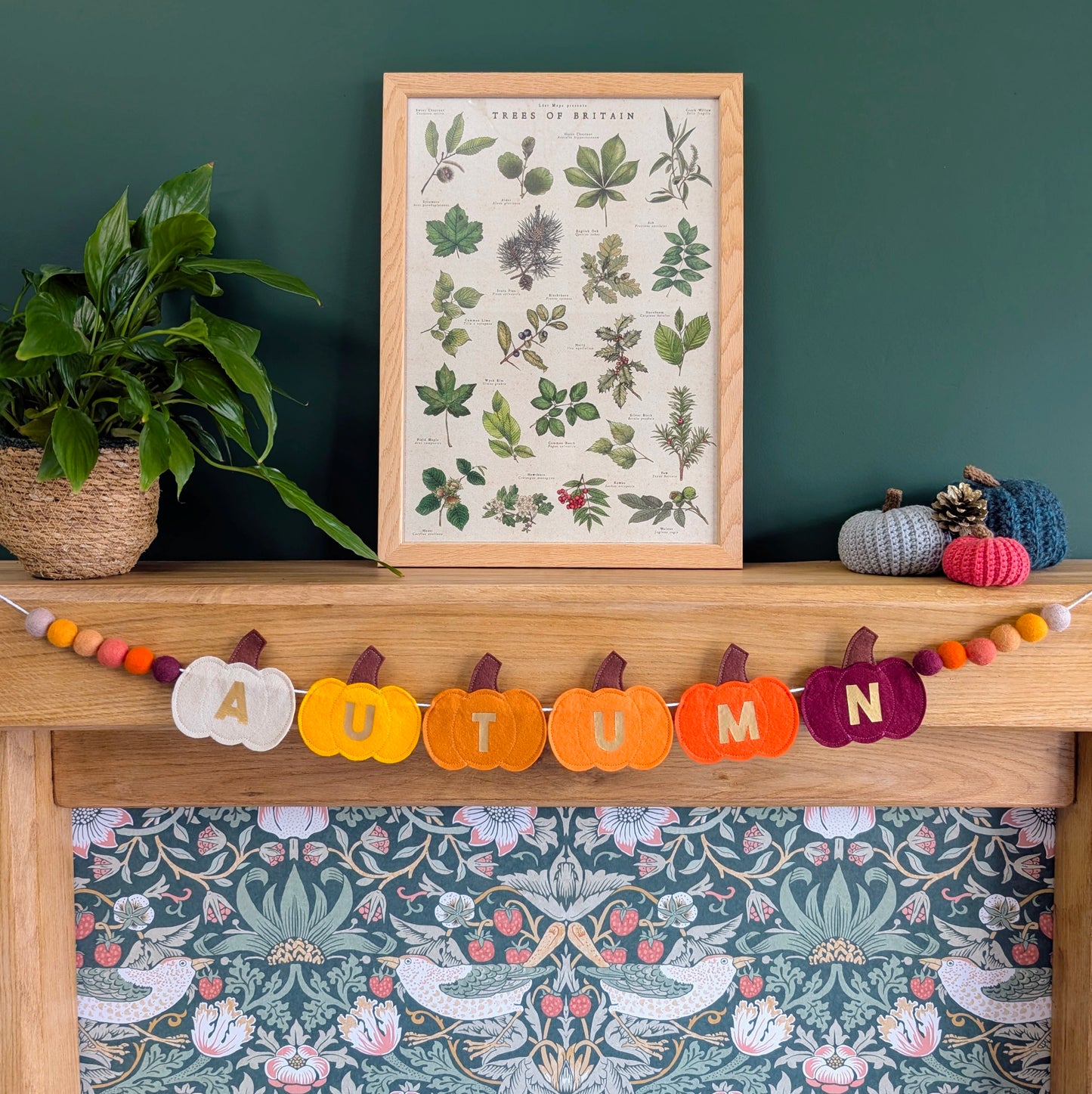 Felt 'Autumn' Pumpkin and Felt Ball Garland
