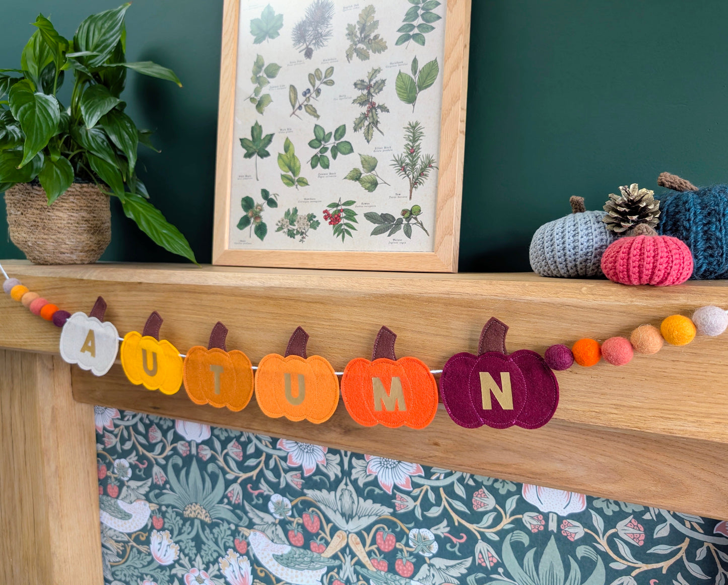 Felt 'Autumn' Pumpkin and Felt Ball Garland
