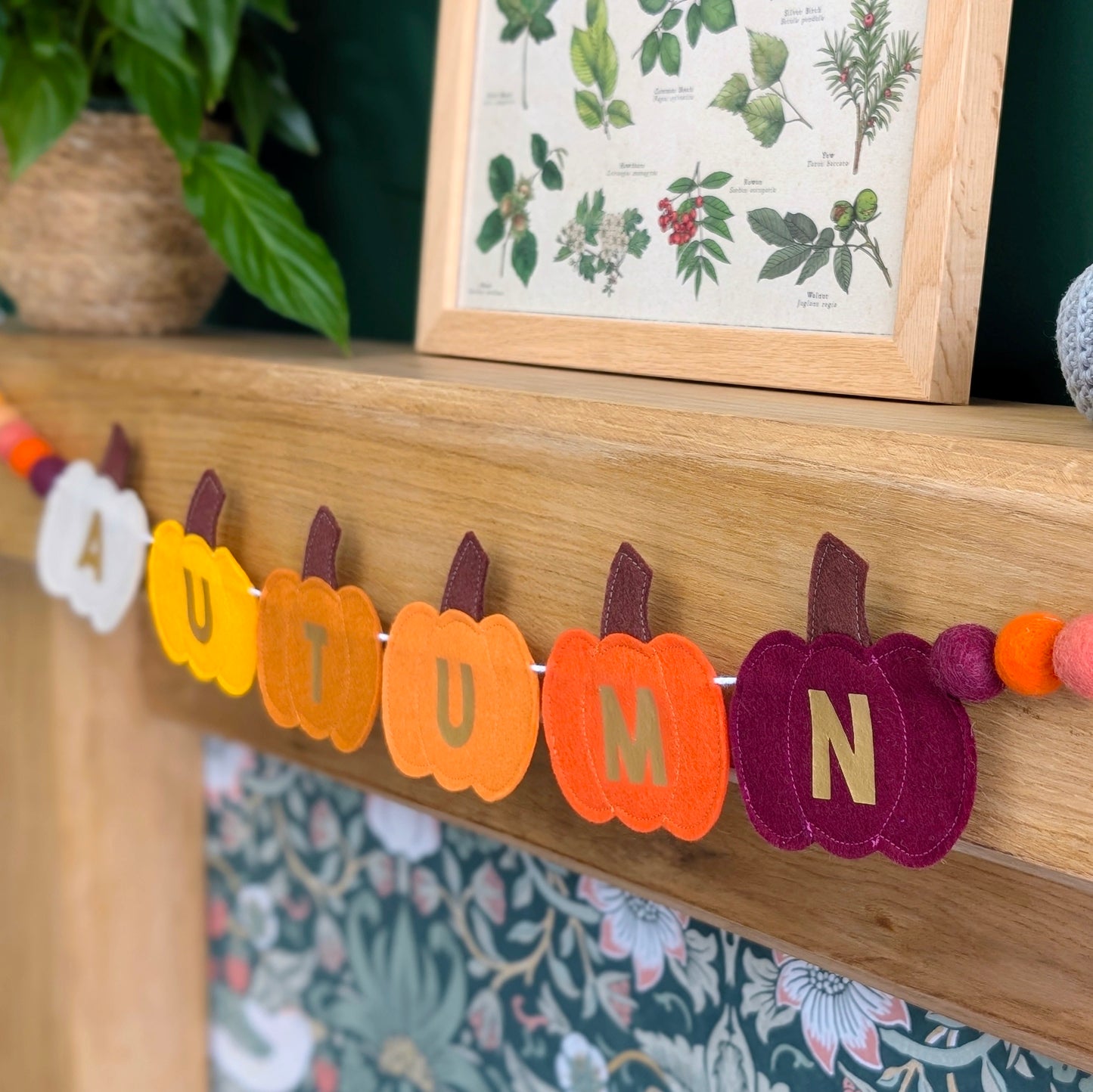 Felt 'Autumn' Pumpkin and Felt Ball Garland