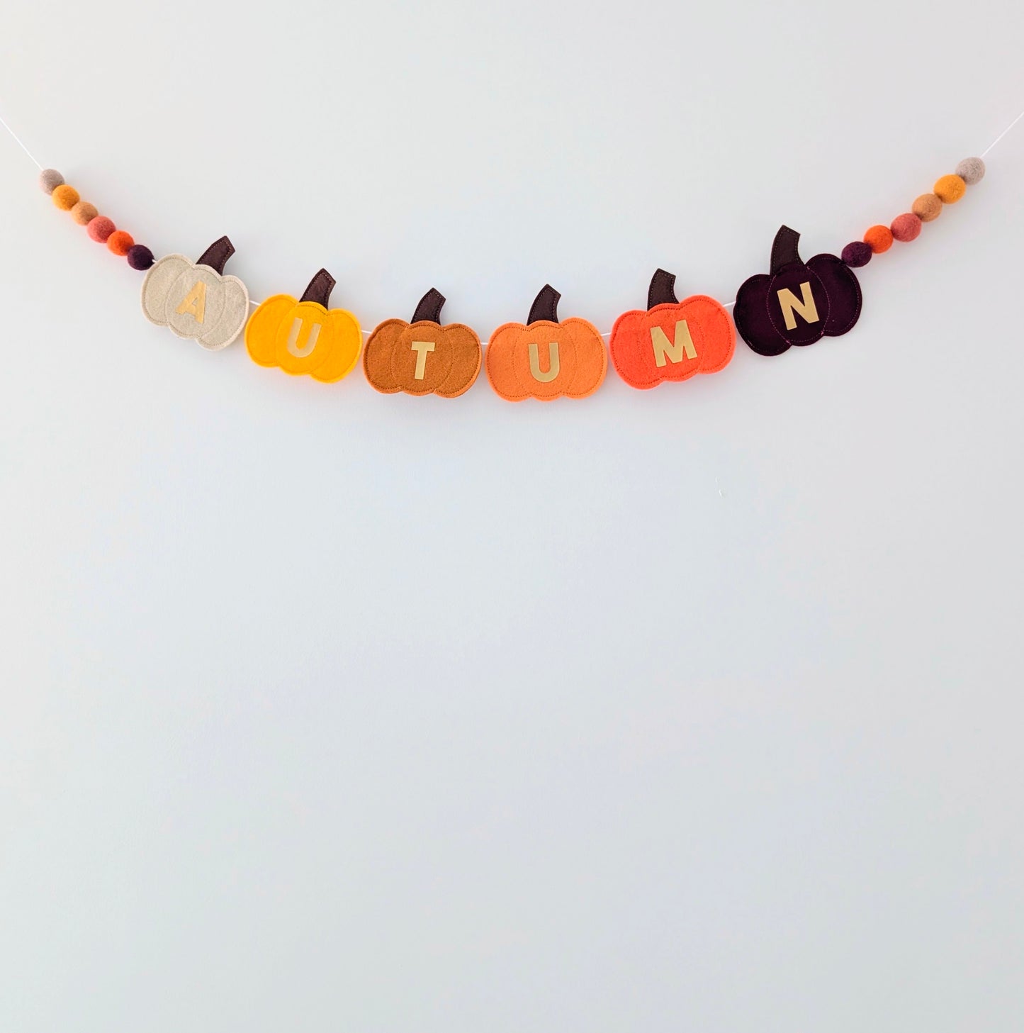 Felt 'Autumn' Pumpkin and Felt Ball Garland