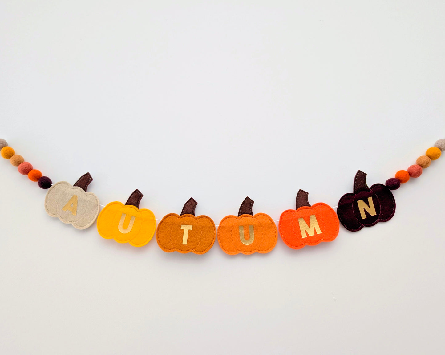 Felt 'Autumn' Pumpkin and Felt Ball Garland