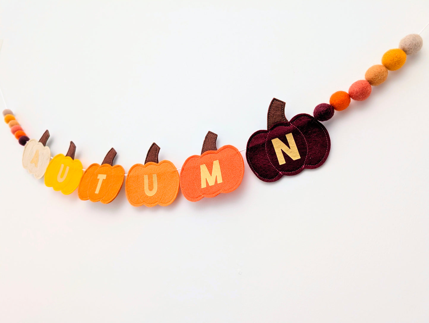 Felt 'Autumn' Pumpkin and Felt Ball Garland