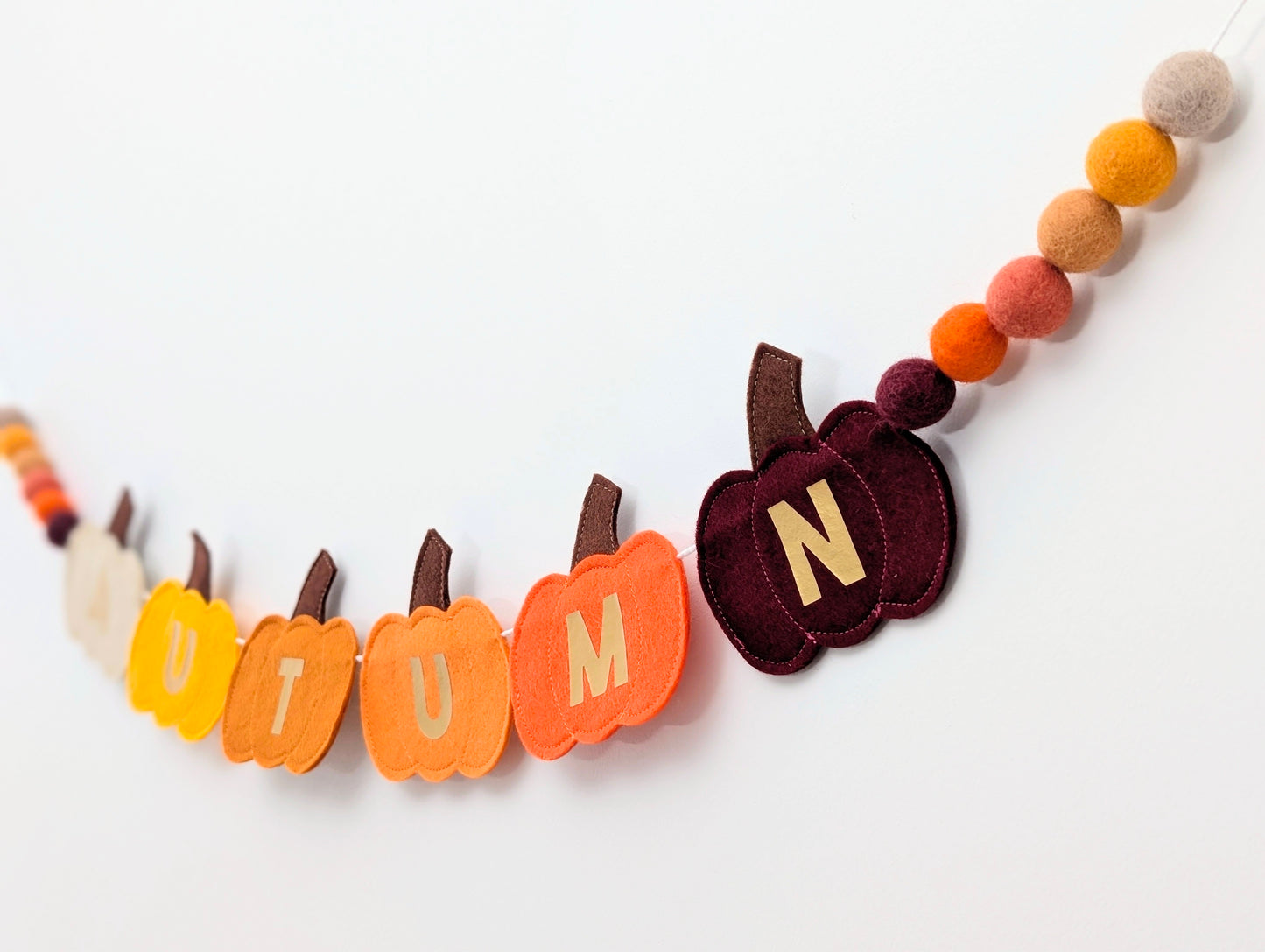 Felt 'Autumn' Pumpkin and Felt Ball Garland
