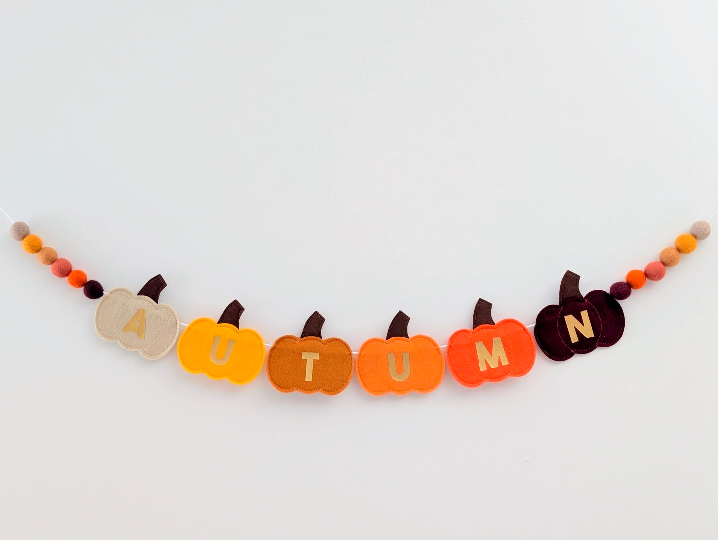Felt 'Autumn' Pumpkin and Felt Ball Garland