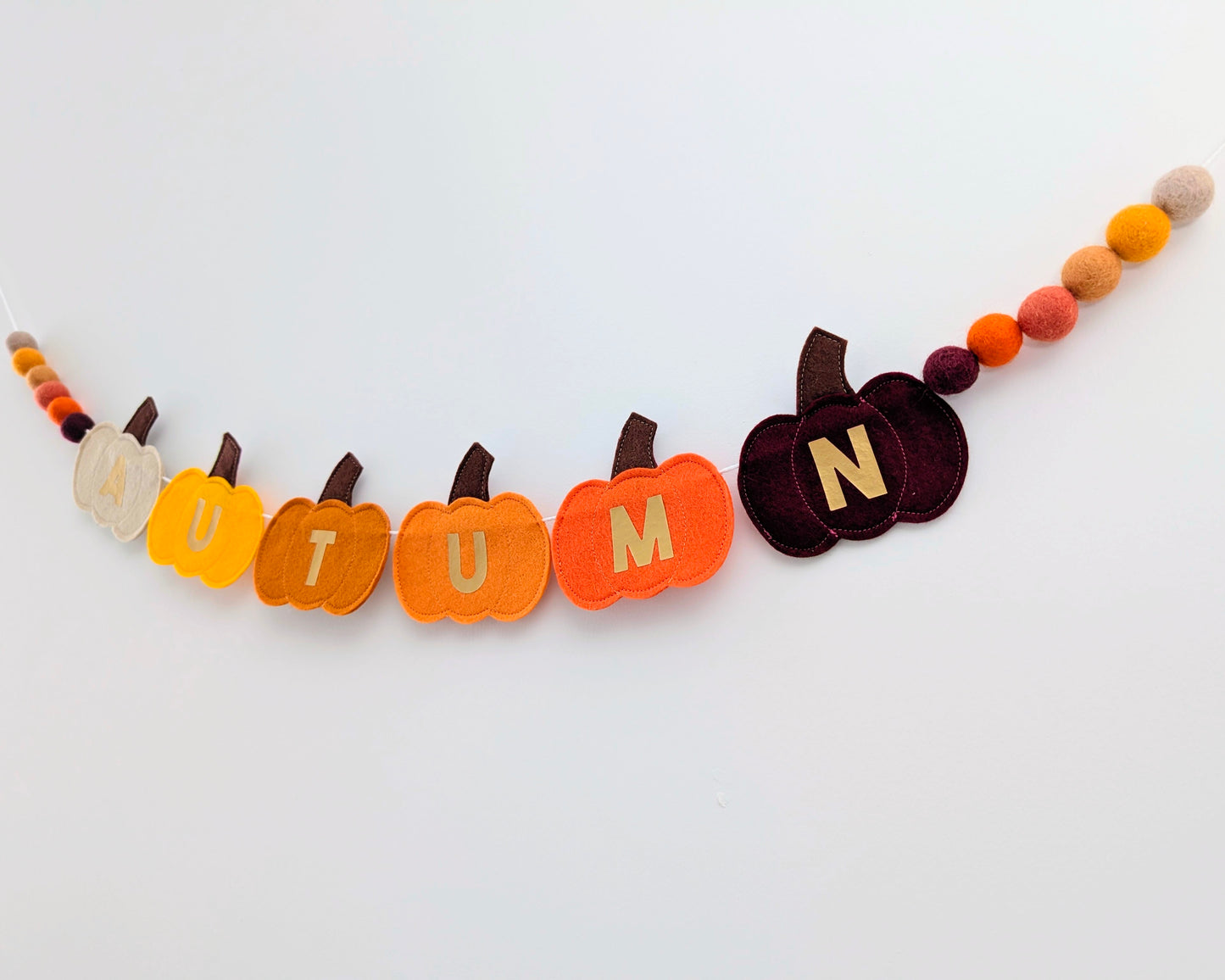 Felt 'Autumn' Pumpkin and Felt Ball Garland