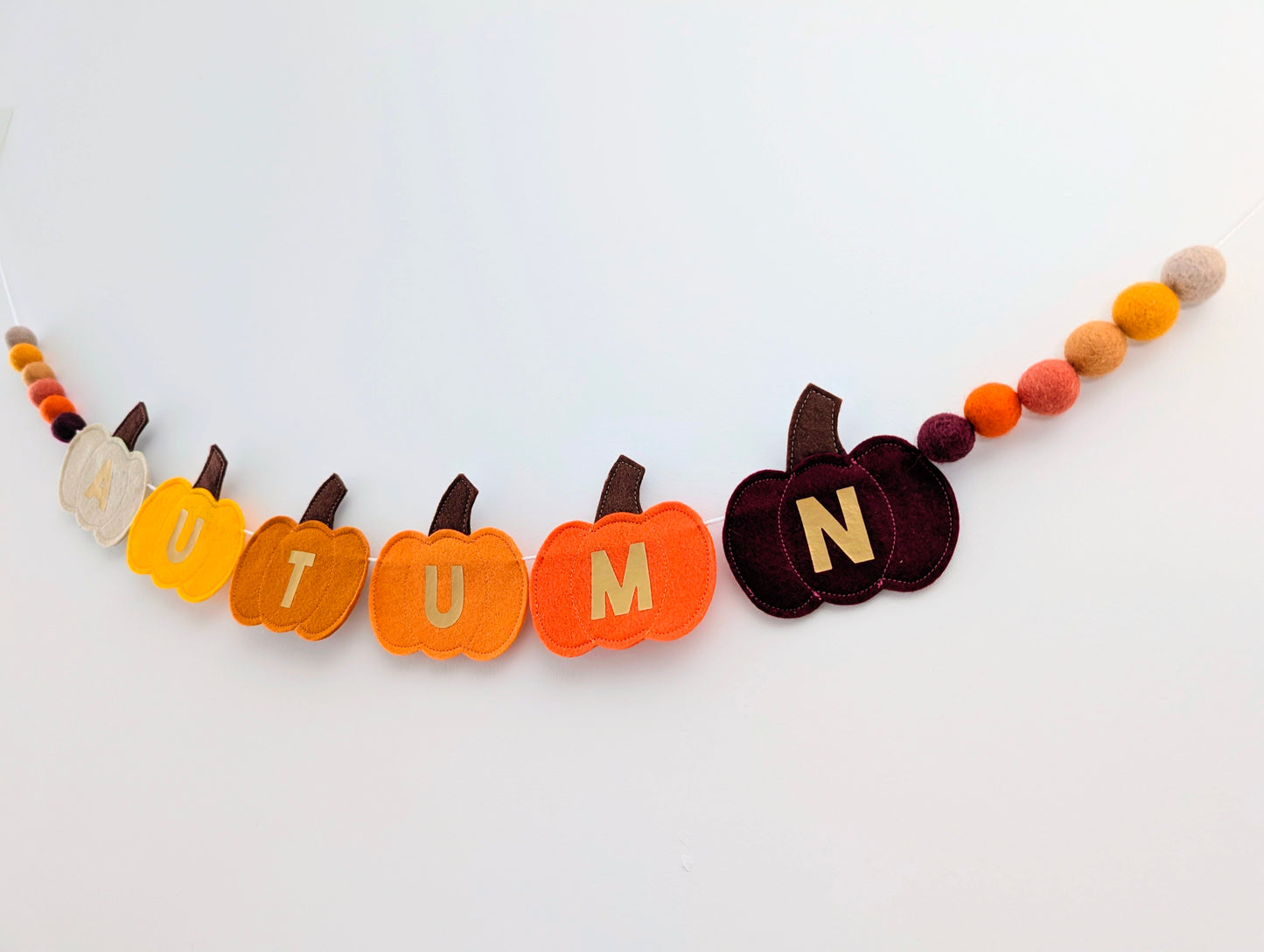 Felt 'Autumn' Pumpkin and Felt Ball Garland
