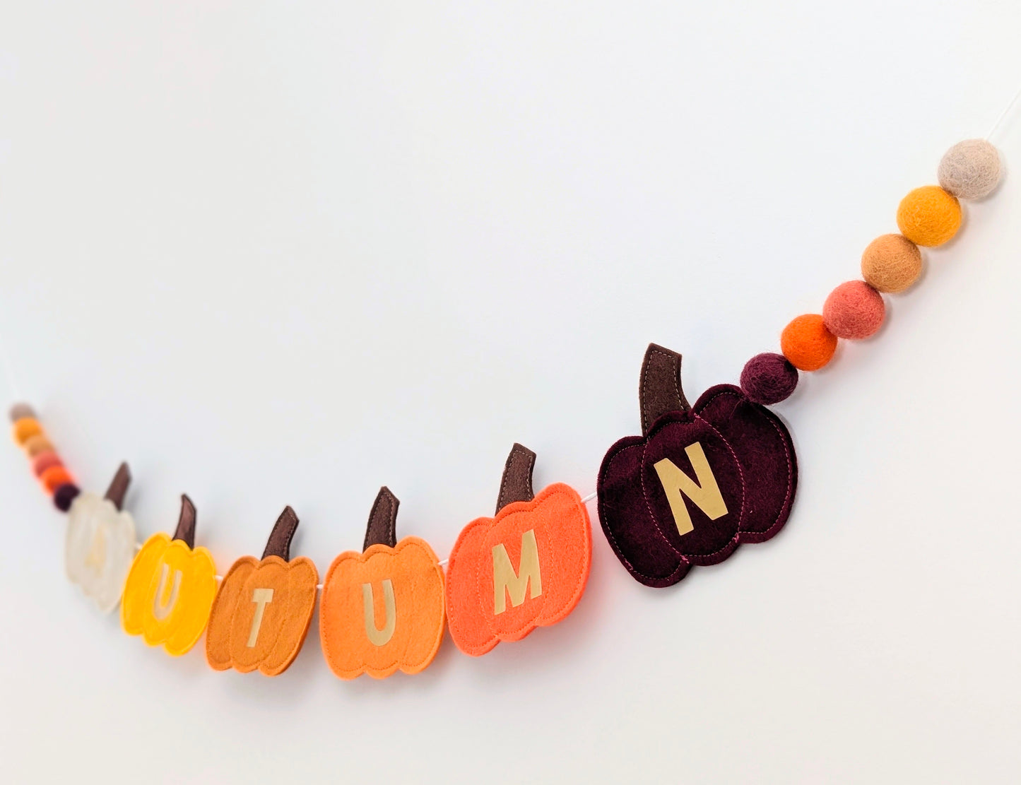 Felt 'Autumn' Pumpkin and Felt Ball Garland