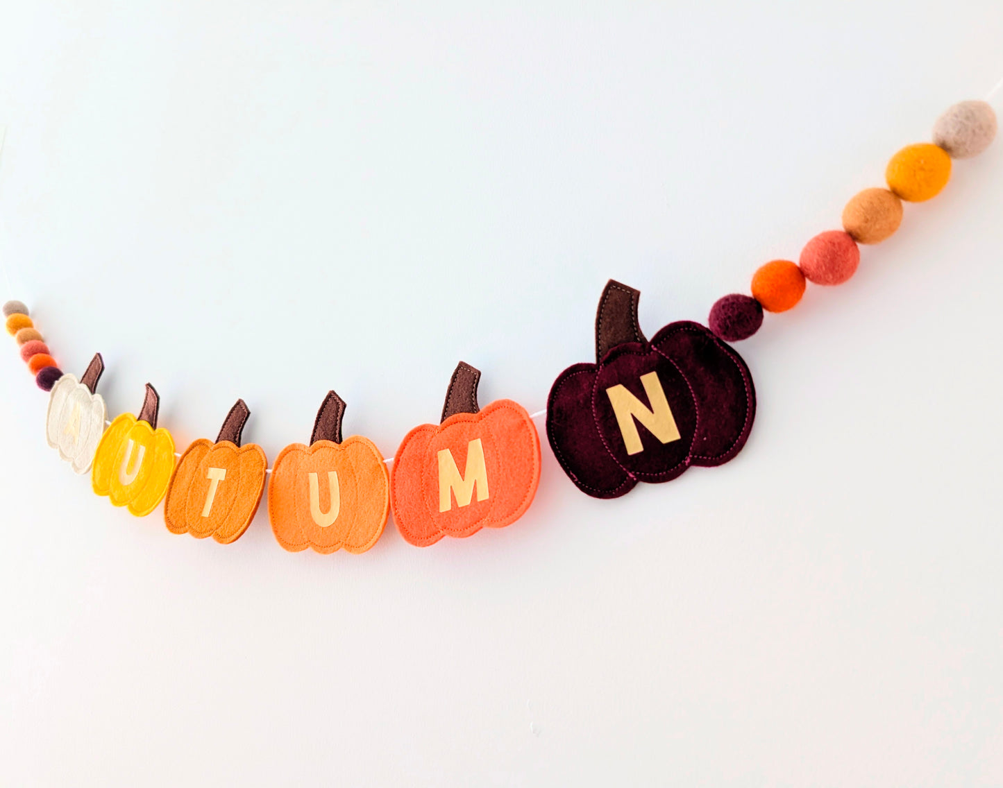 Felt 'Autumn' Pumpkin and Felt Ball Garland