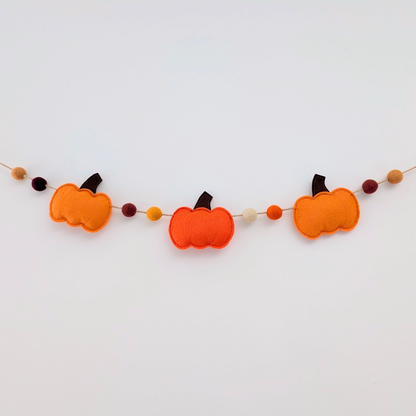 Felt Pumpkin and Felt Ball Garland - Oranges and Yellows