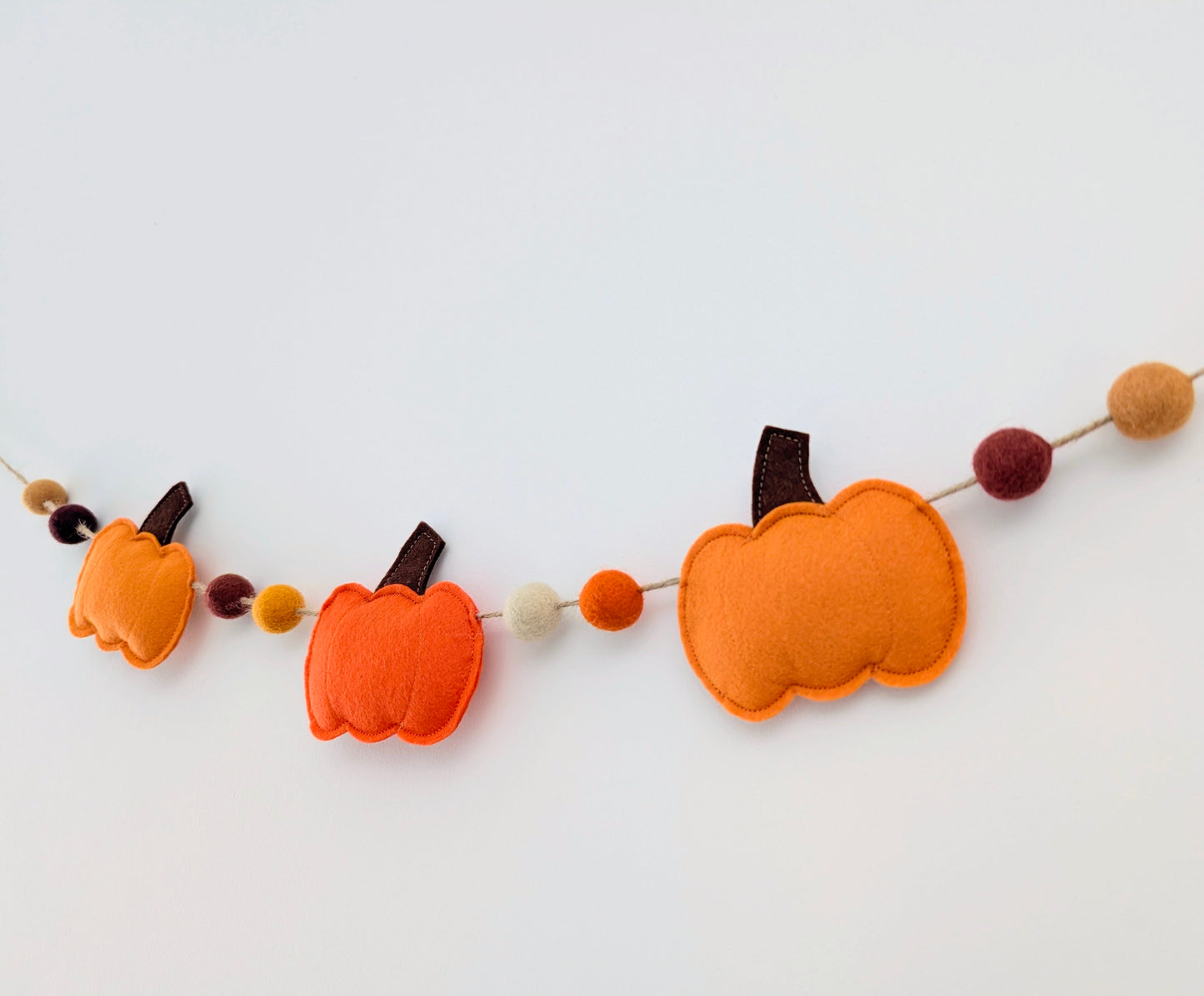Felt Pumpkin and Felt Ball Garland - Oranges and Yellows