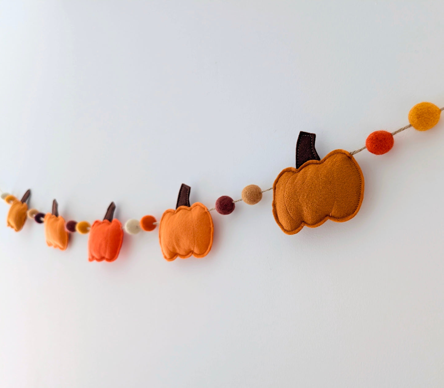 Felt Pumpkin and Felt Ball Garland - Oranges and Yellows
