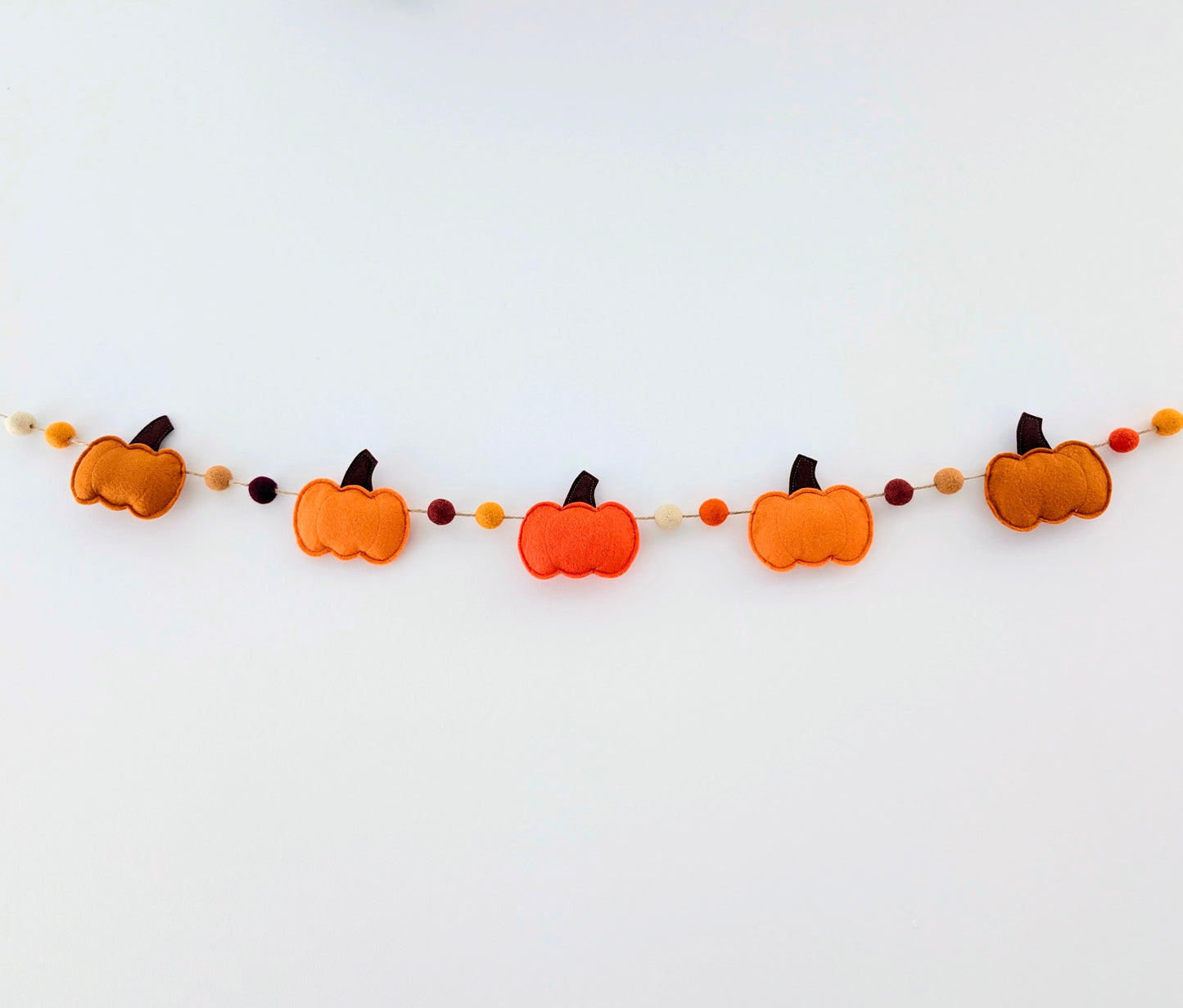 Felt Pumpkin and Felt Ball Garland - Oranges and Yellows