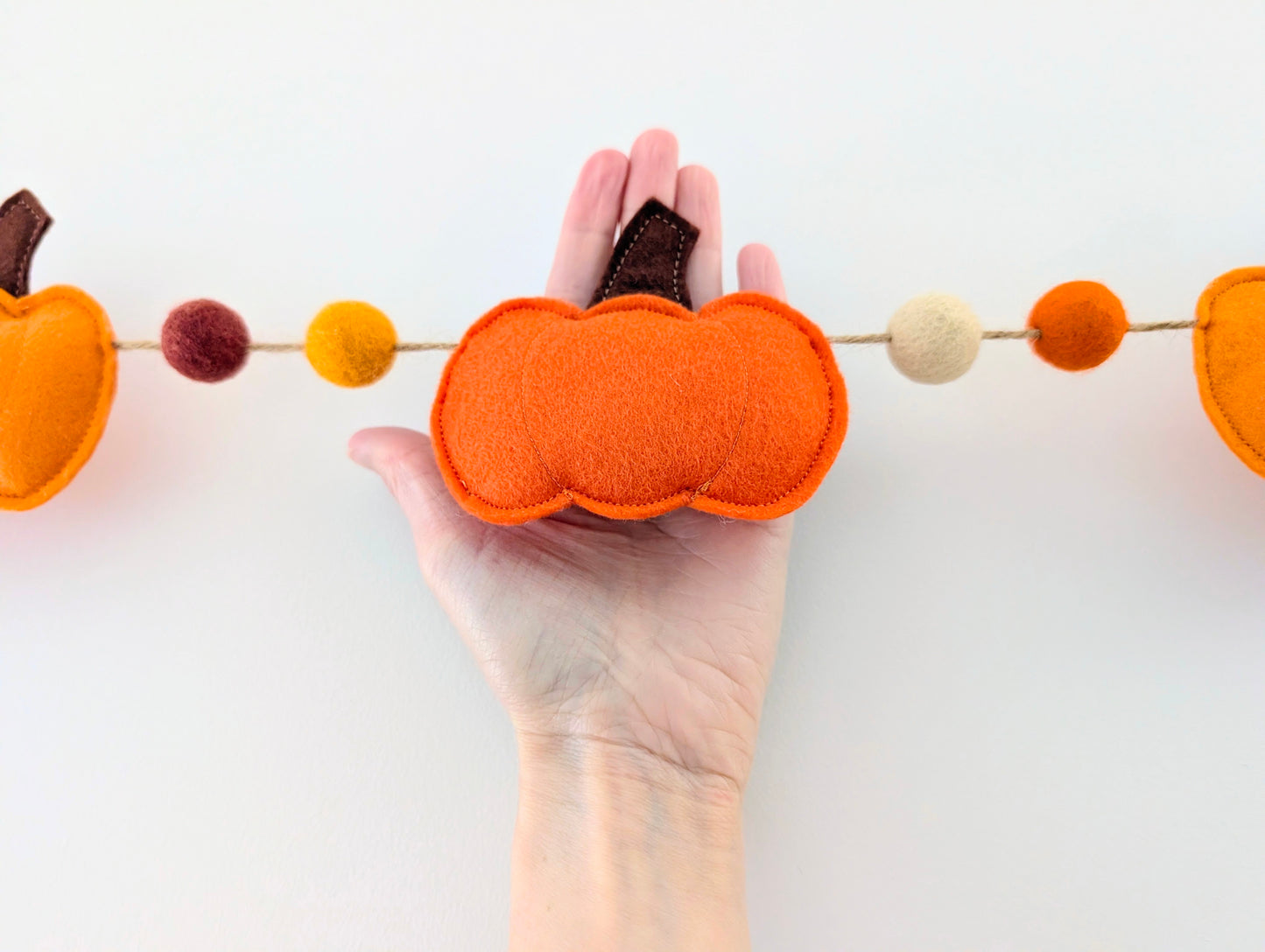Felt Pumpkin and Felt Ball Garland - Oranges and Yellows