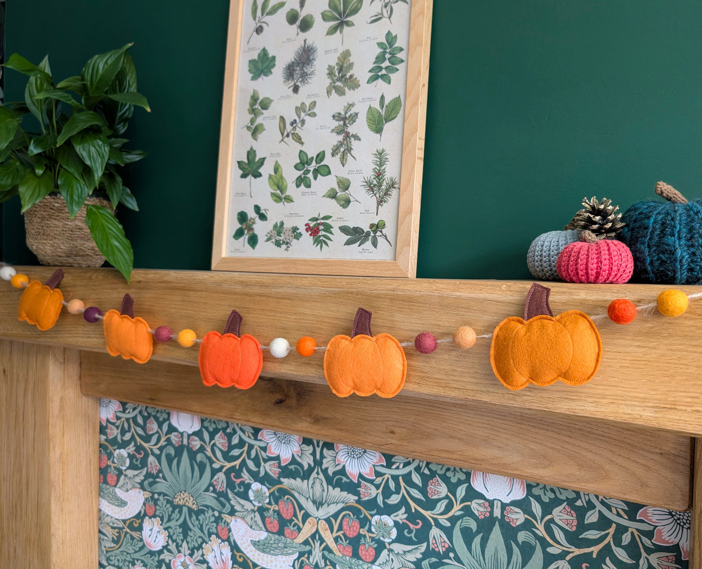 Felt Pumpkin and Felt Ball Garland - Oranges and Yellows