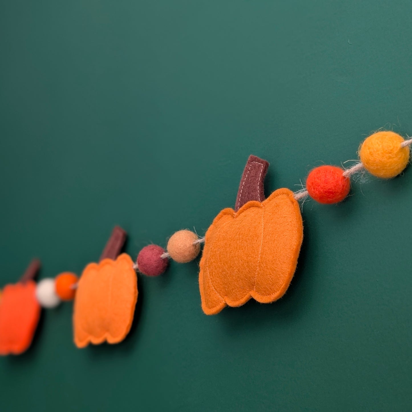 Felt Pumpkin and Felt Ball Garland - Oranges and Yellows