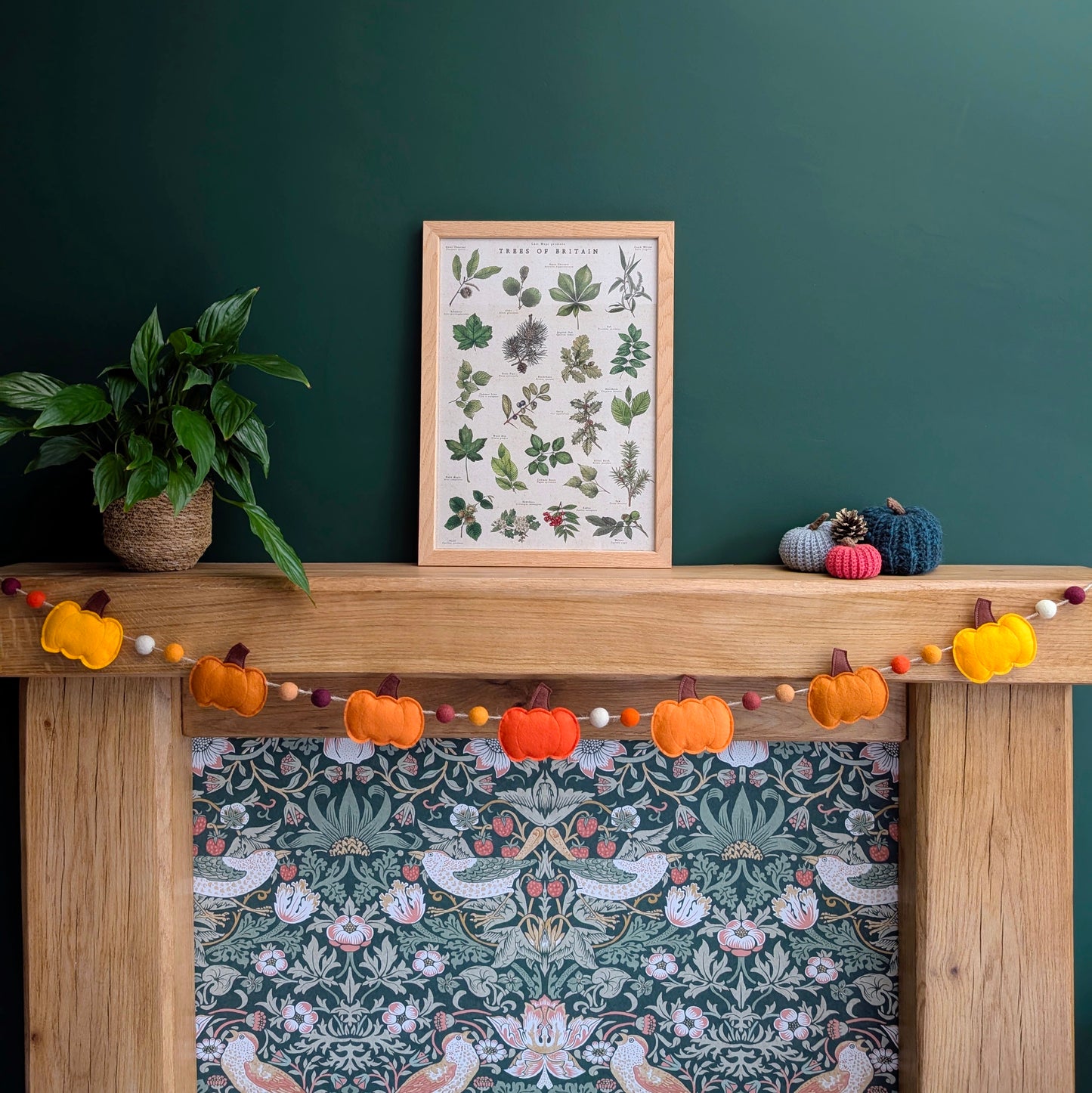 Felt Pumpkin and Felt Ball Garland - Oranges and Yellows