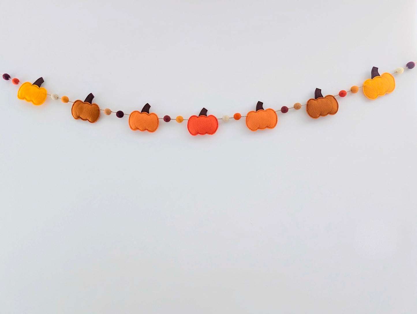 Felt Pumpkin and Felt Ball Garland - Oranges and Yellows