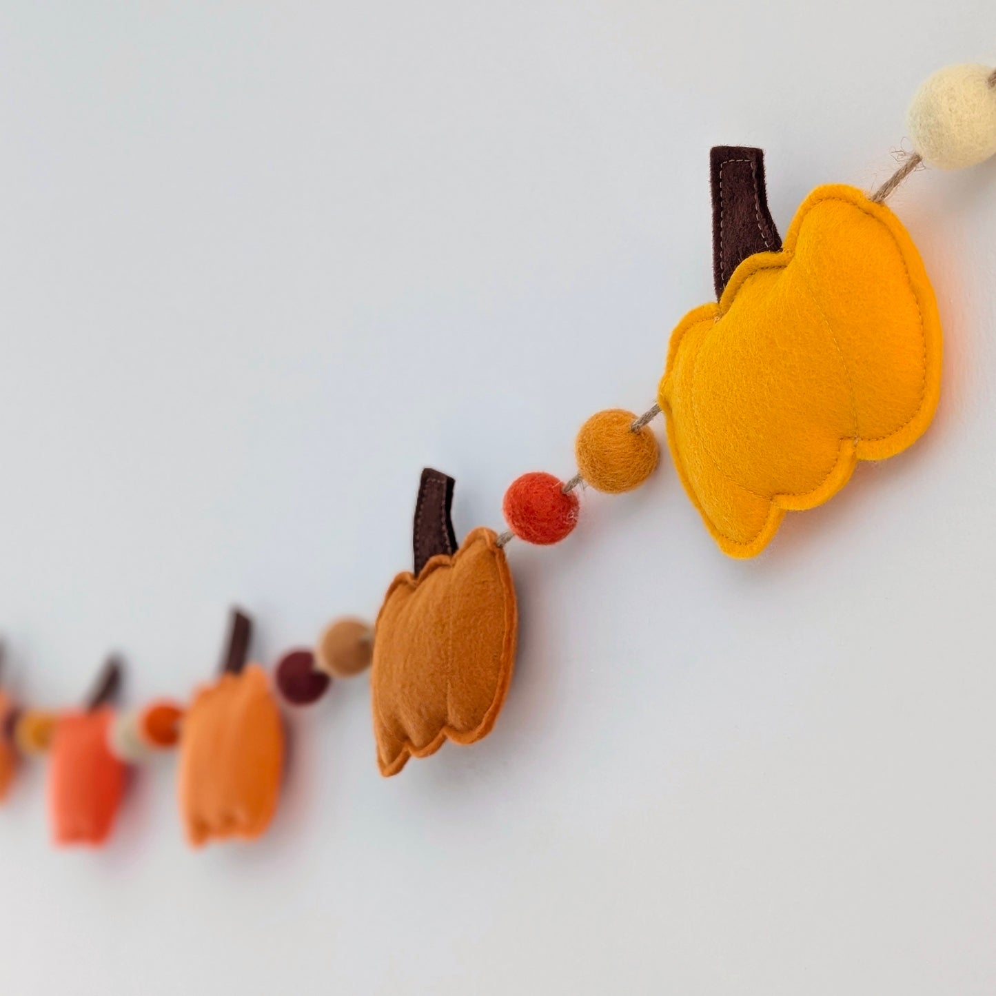 Felt Pumpkin and Felt Ball Garland - Oranges and Yellows