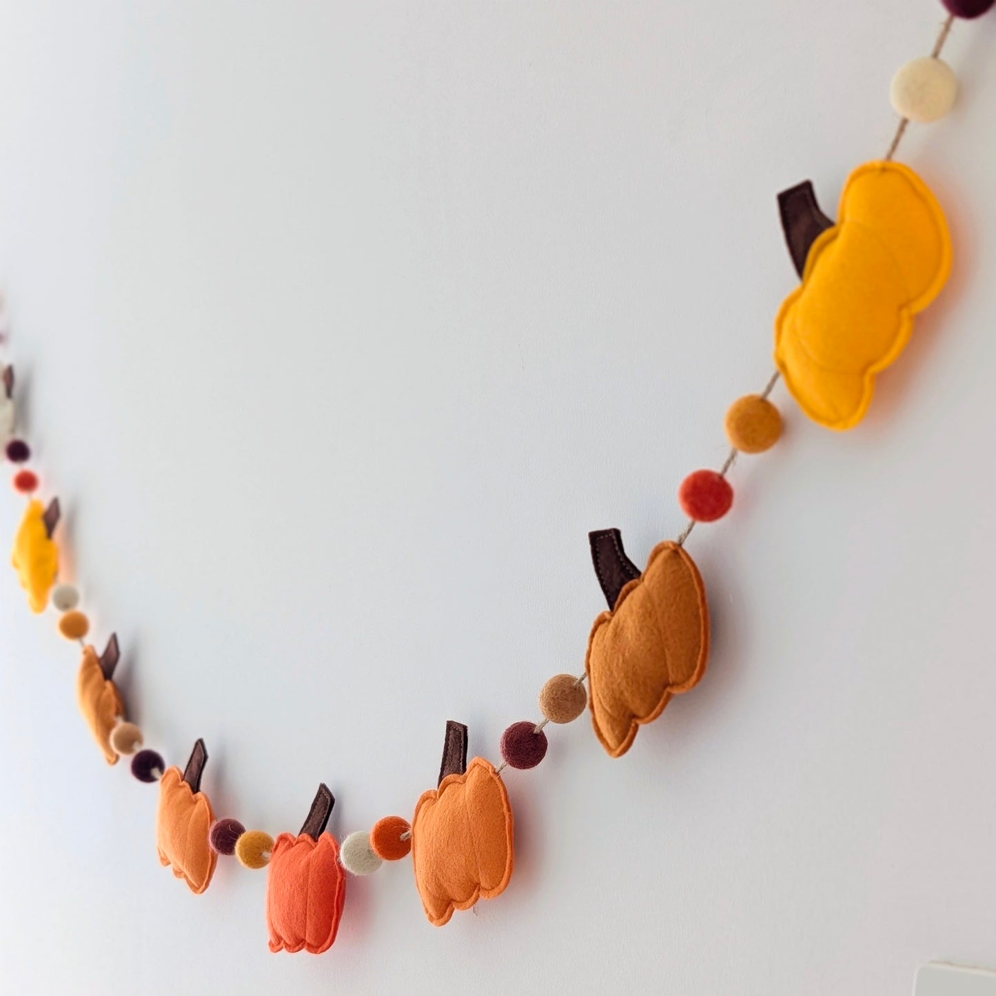 Felt Pumpkin and Felt Ball Garland - Oranges and Yellows