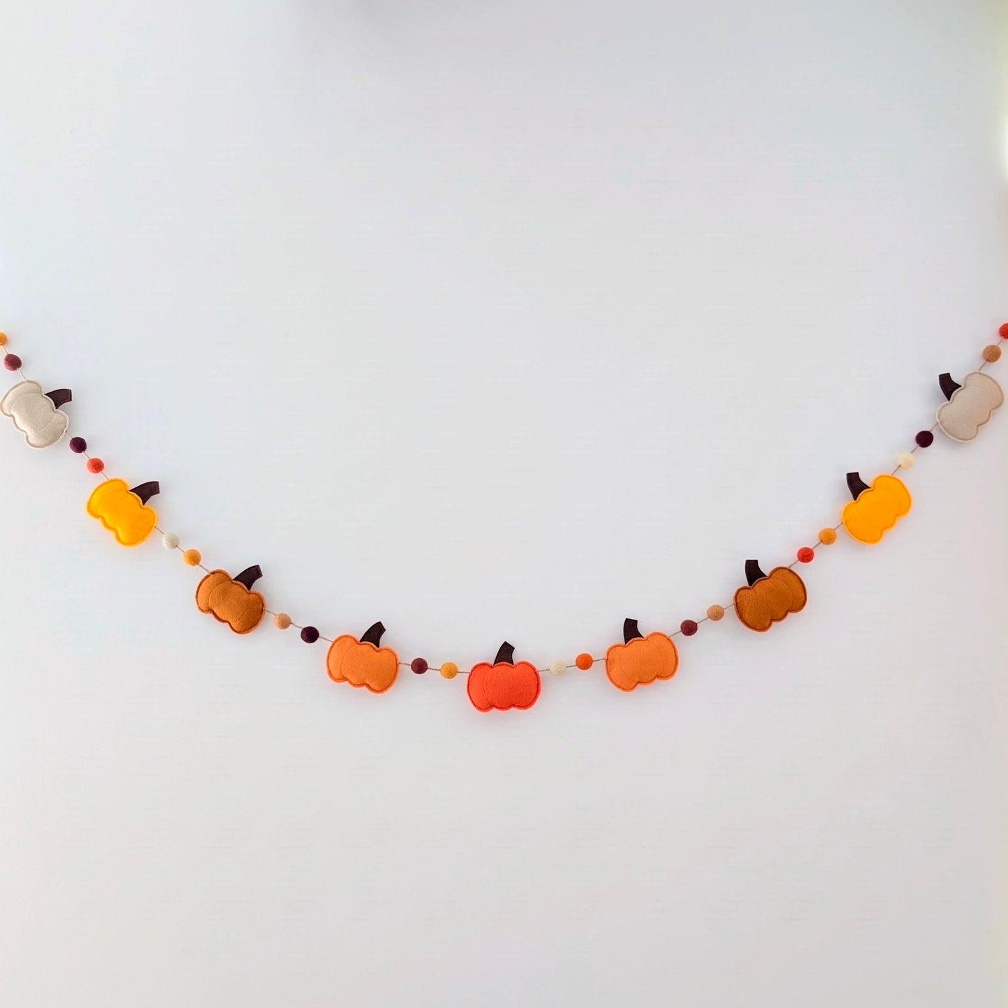 Felt Pumpkin and Felt Ball Garland - Oranges and Yellows