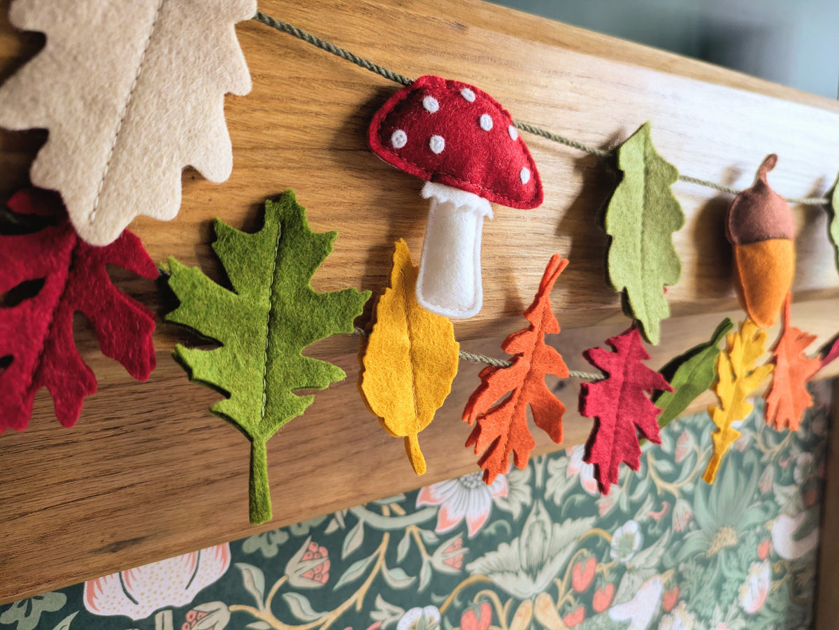 Felt Woodland Garland - Acorn, Toadstool and Leaf bunting