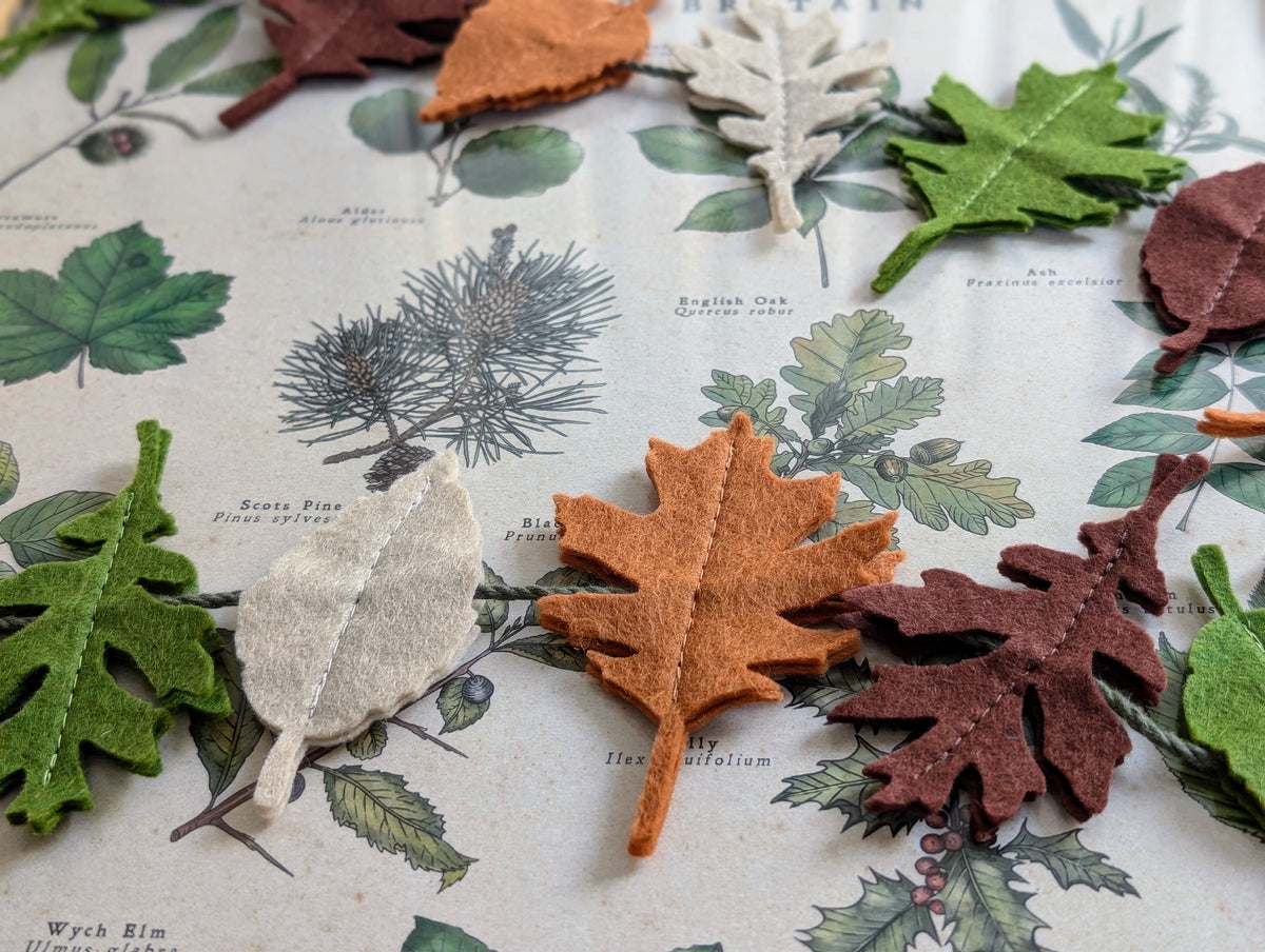 Felt Autumn Leaves Garland - Neutral tones