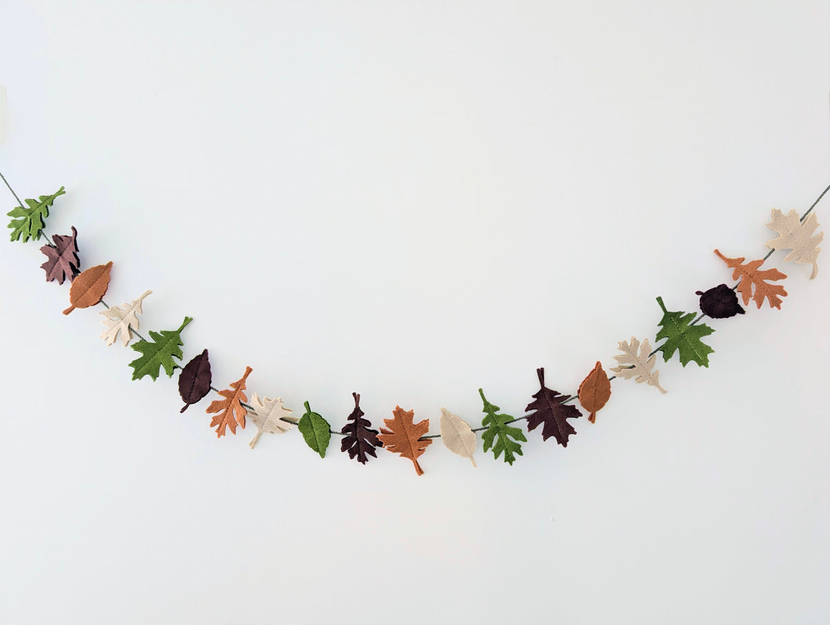 Felt Autumn Leaves Garland - Neutral tones