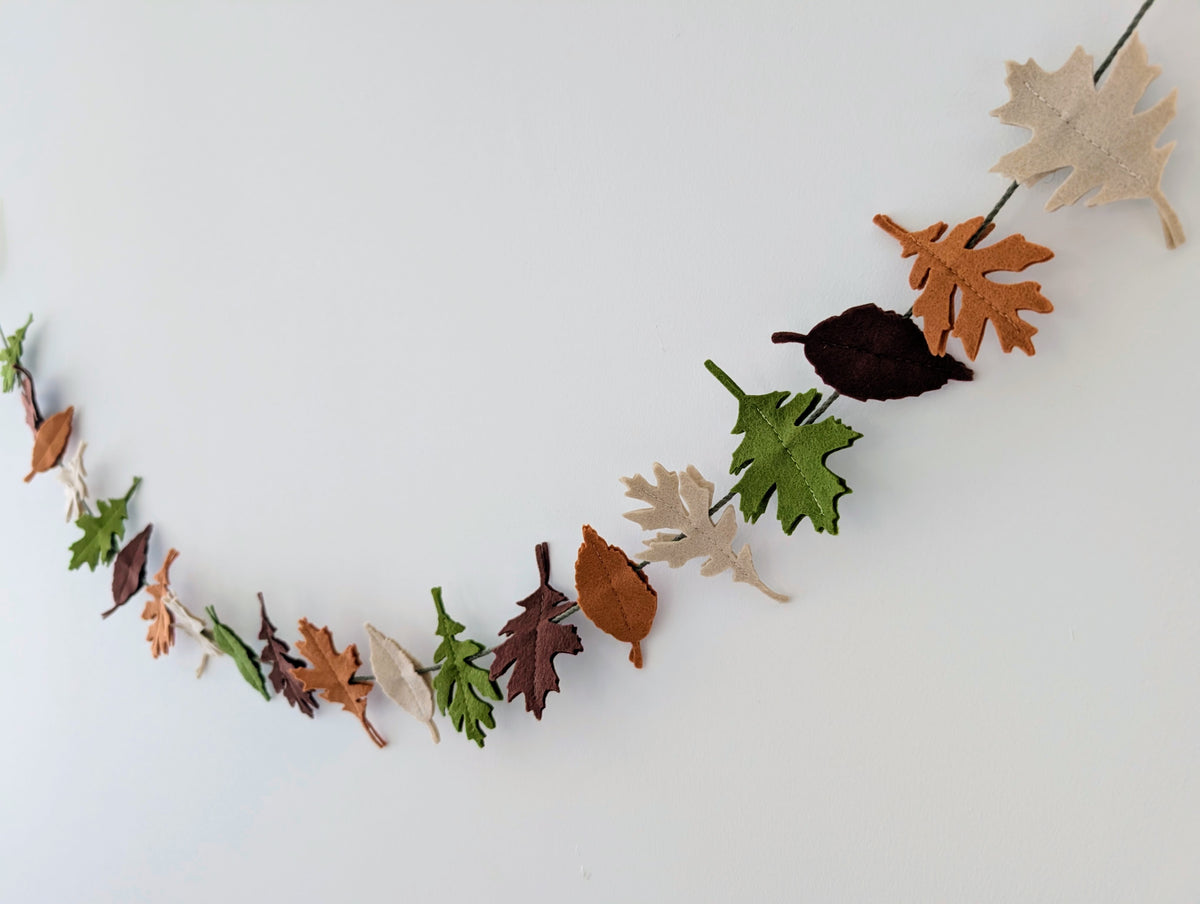 Felt Autumn Leaves Garland - Neutral tones